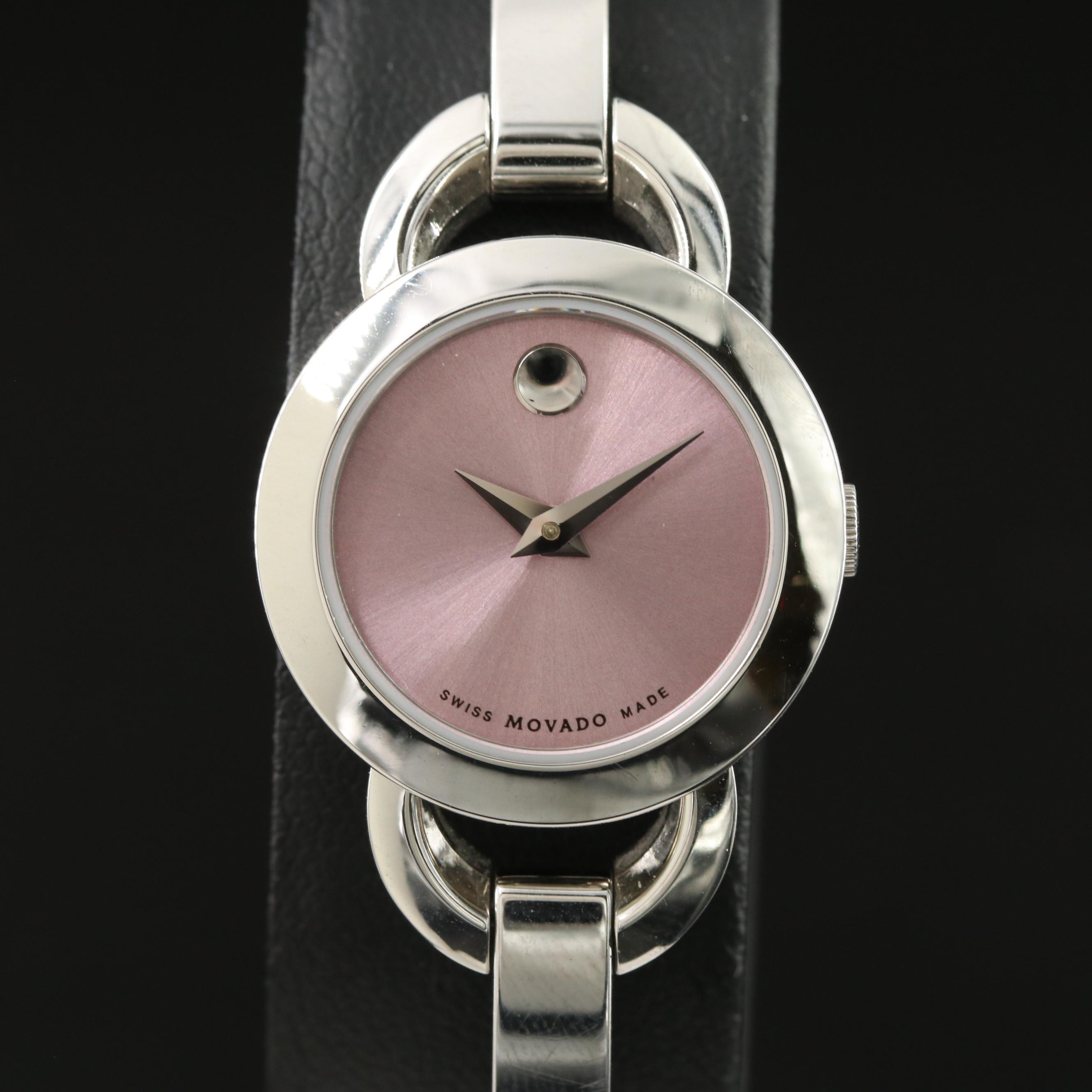Movado Rondiro Pink 22mm Steel Quartz Watch 43.3.14.1238