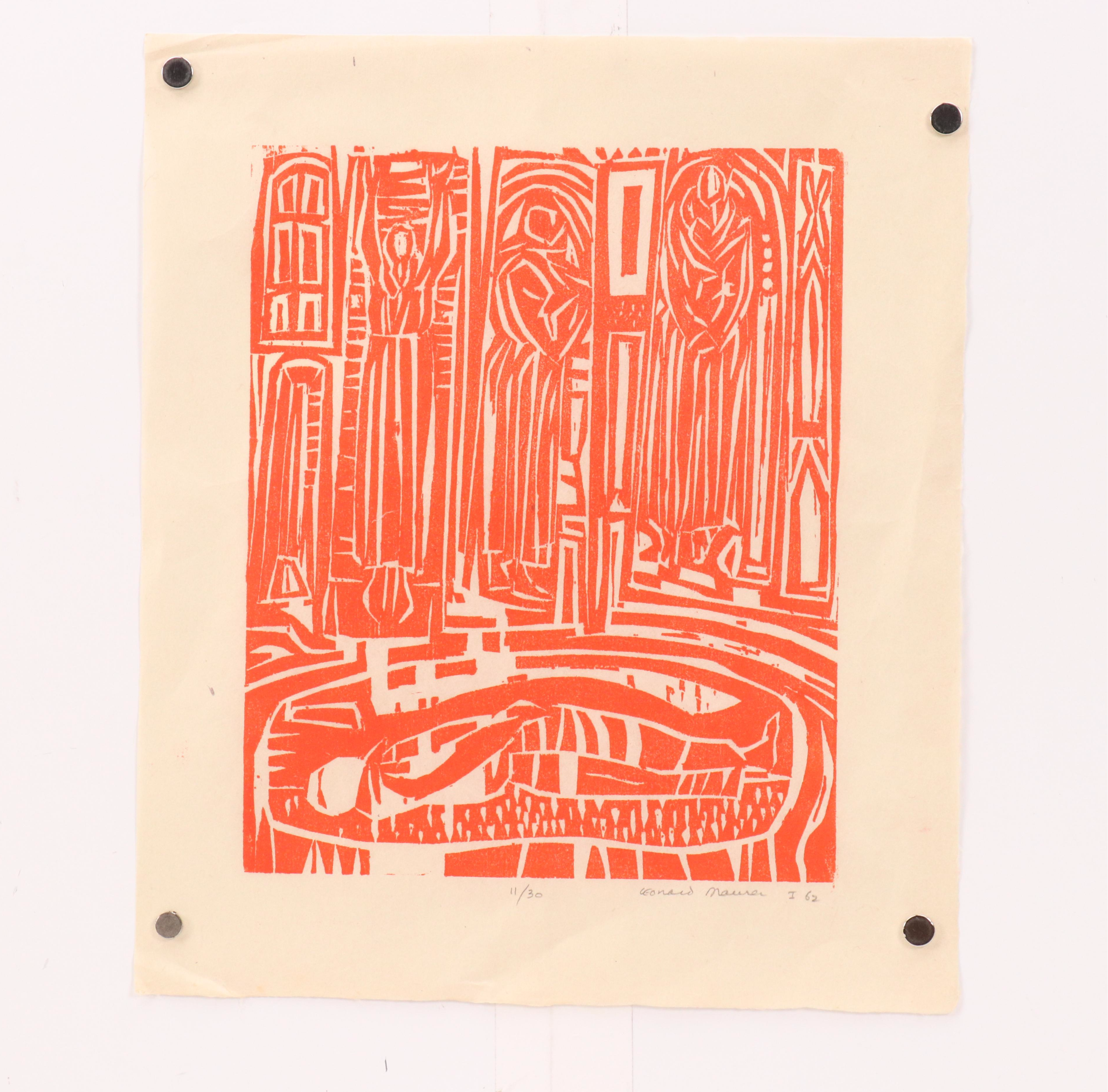 Leonard Maurer Modernist Woodcuts, 1960s