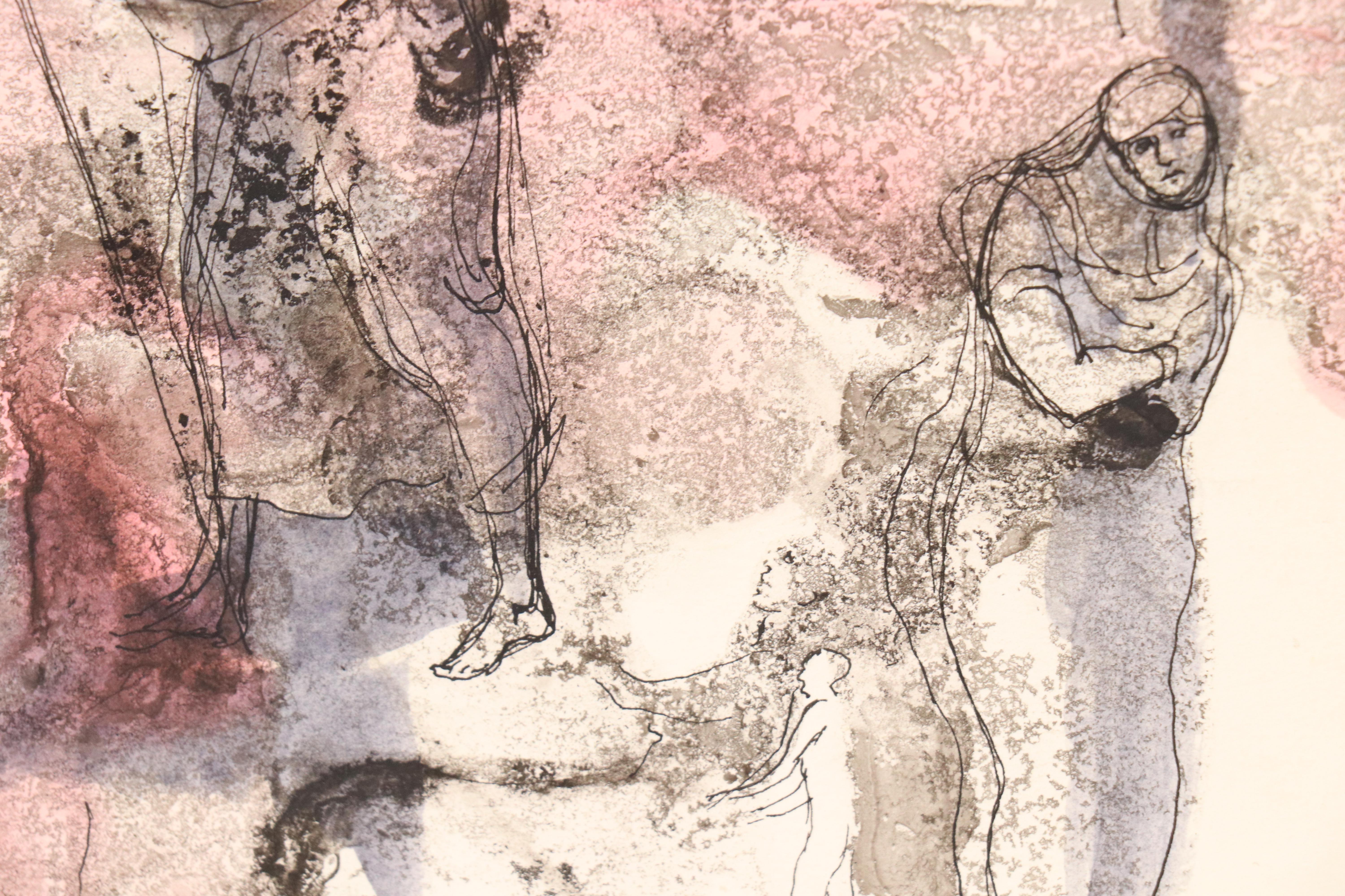 Leonard Maurer Nebulous Figurative Drawing, 1958