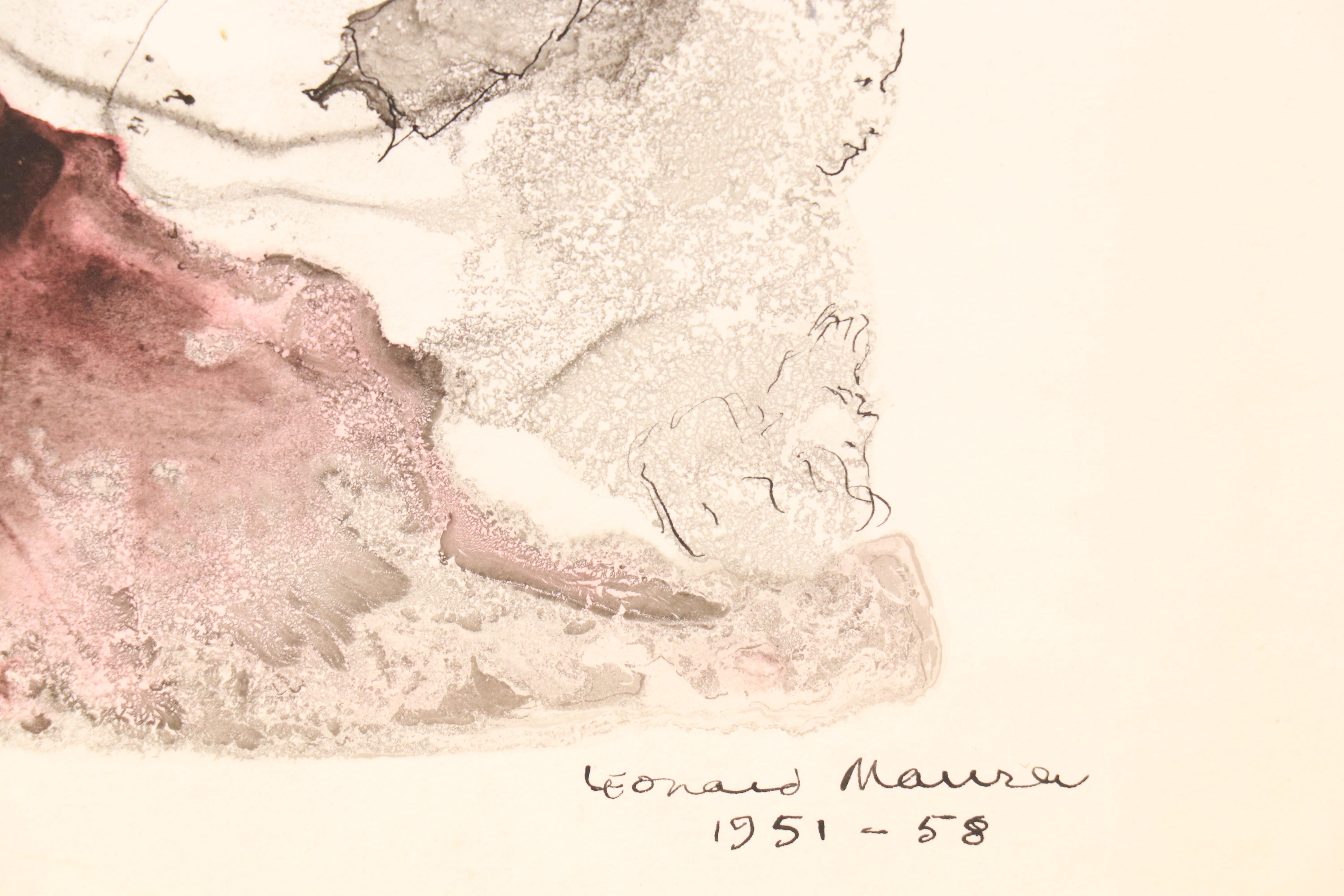 Leonard Maurer Nebulous Figurative Drawing, 1958