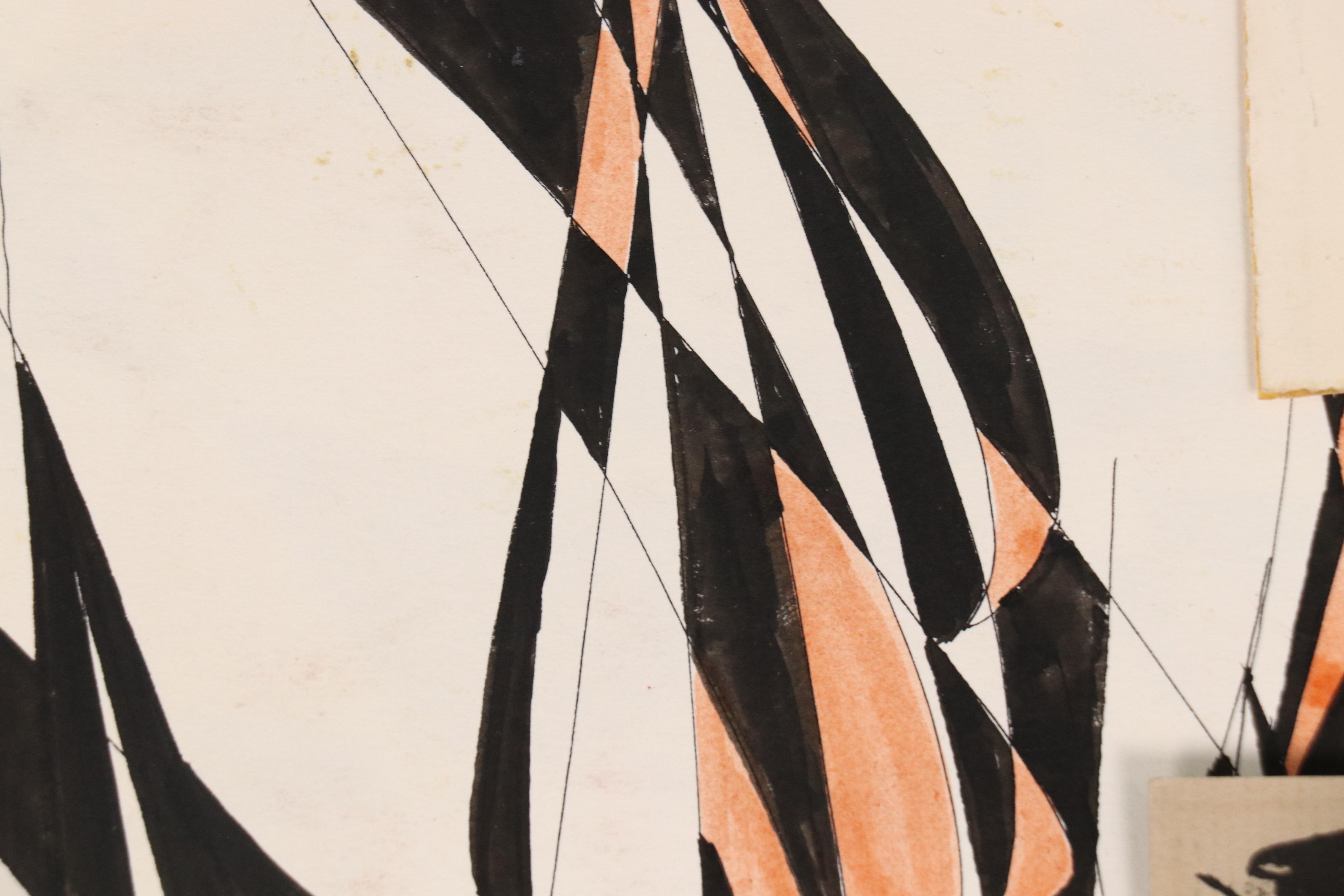 Leonard Maurer Abstract Ink Drawings, Late 1940s–50s
