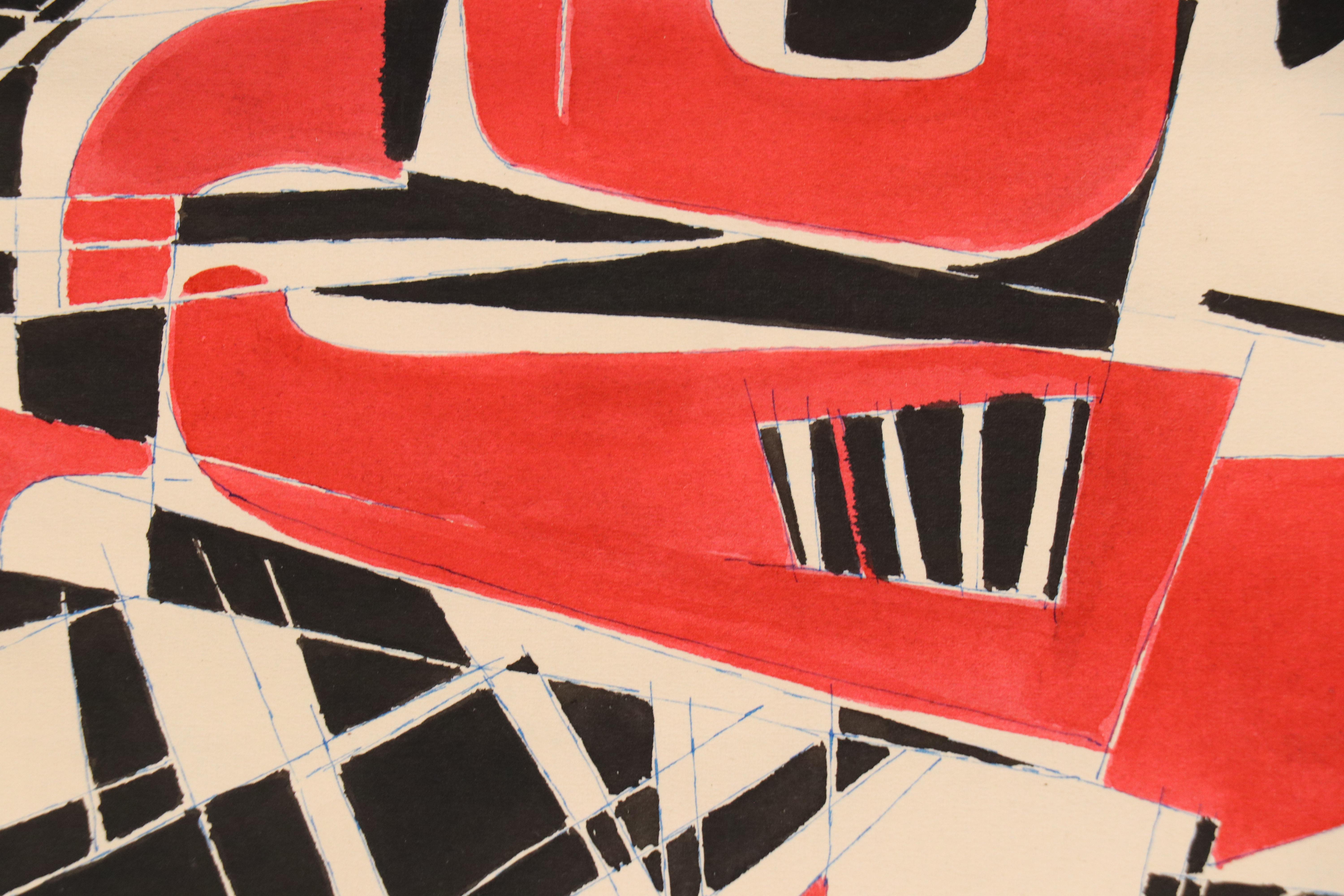 Leonard Maurer Abstract Ink Drawings, Late 1940s–50s