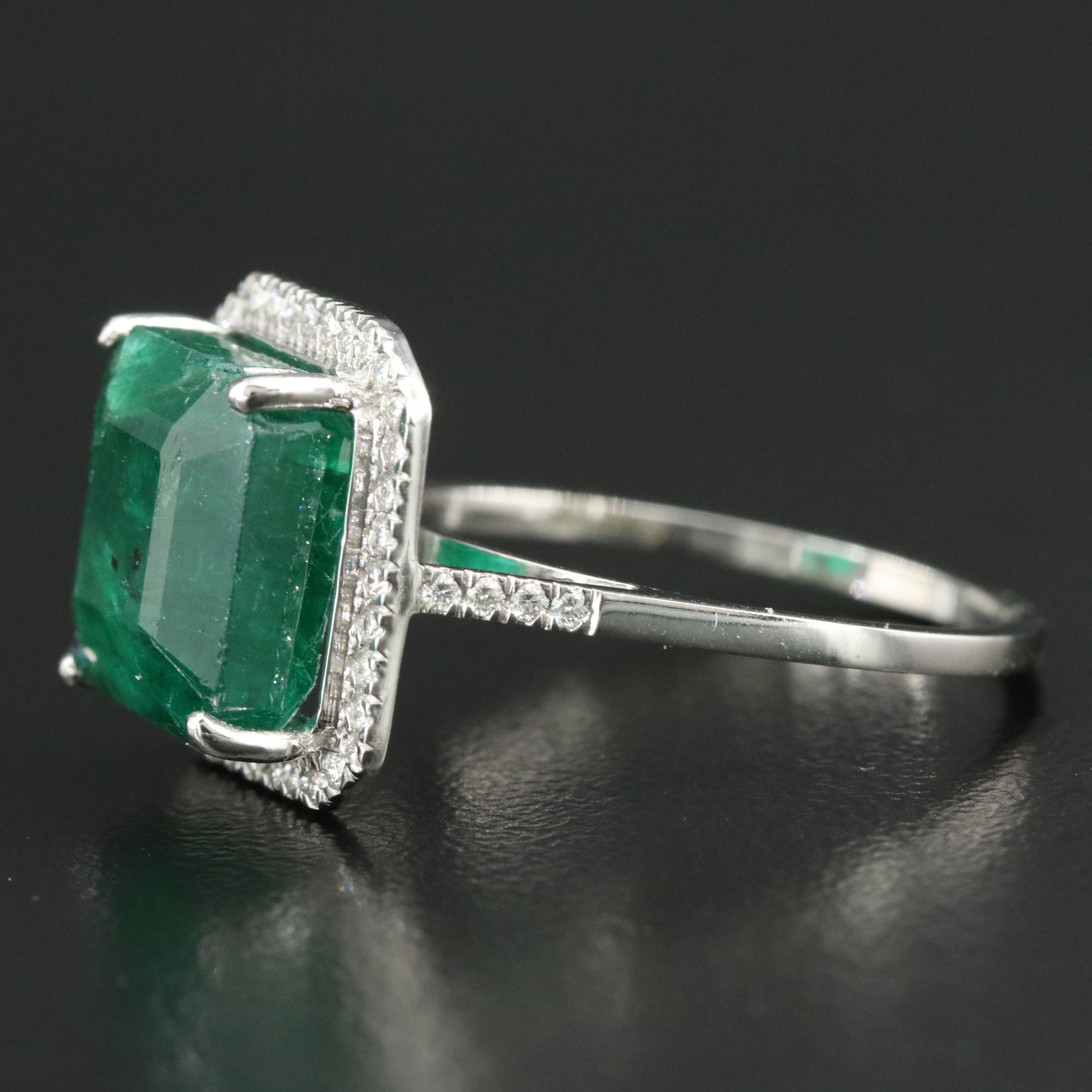Platinum 5.98 CT Emerald and 0.22 CTW Diamond Ring