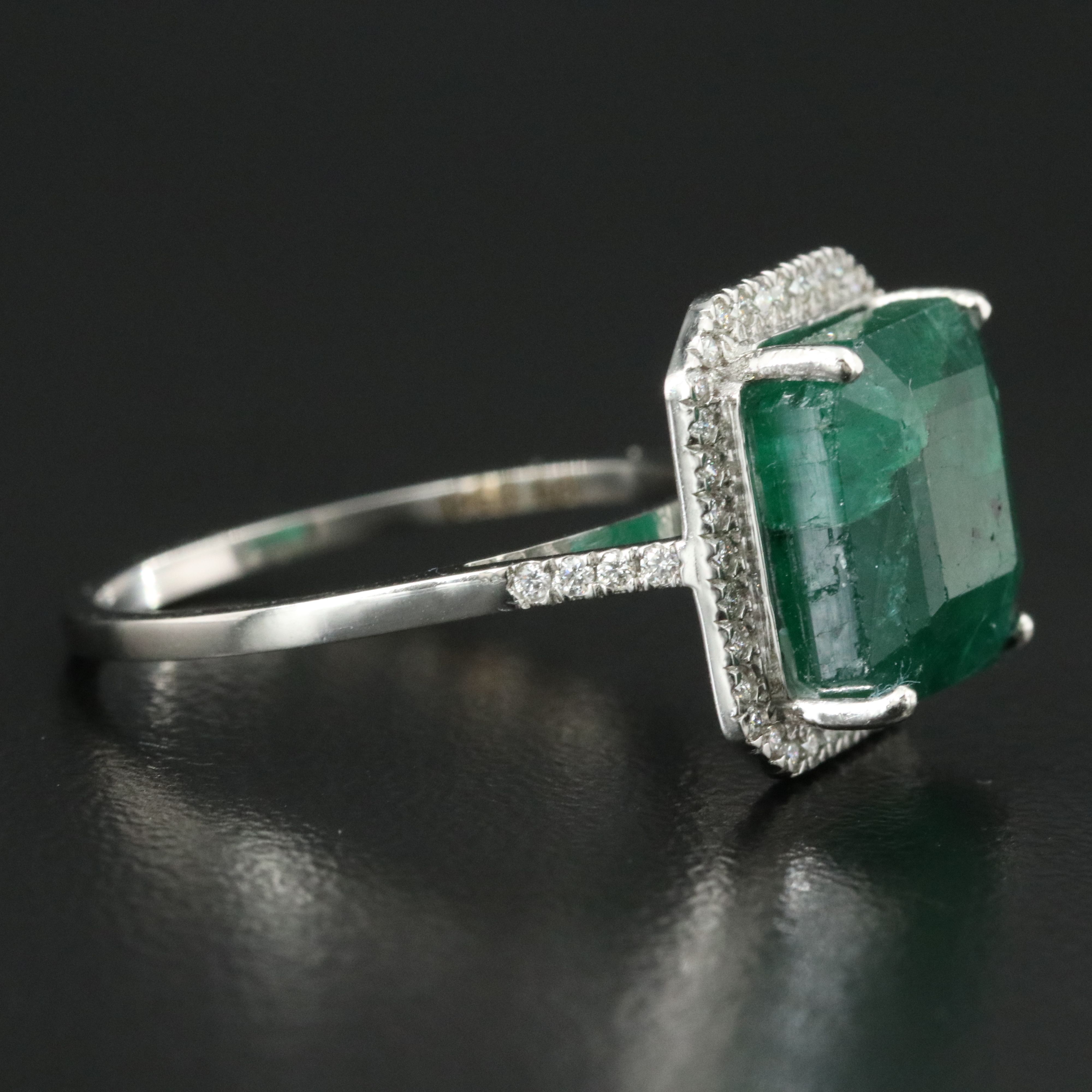 Platinum 5.98 CT Emerald and 0.22 CTW Diamond Ring