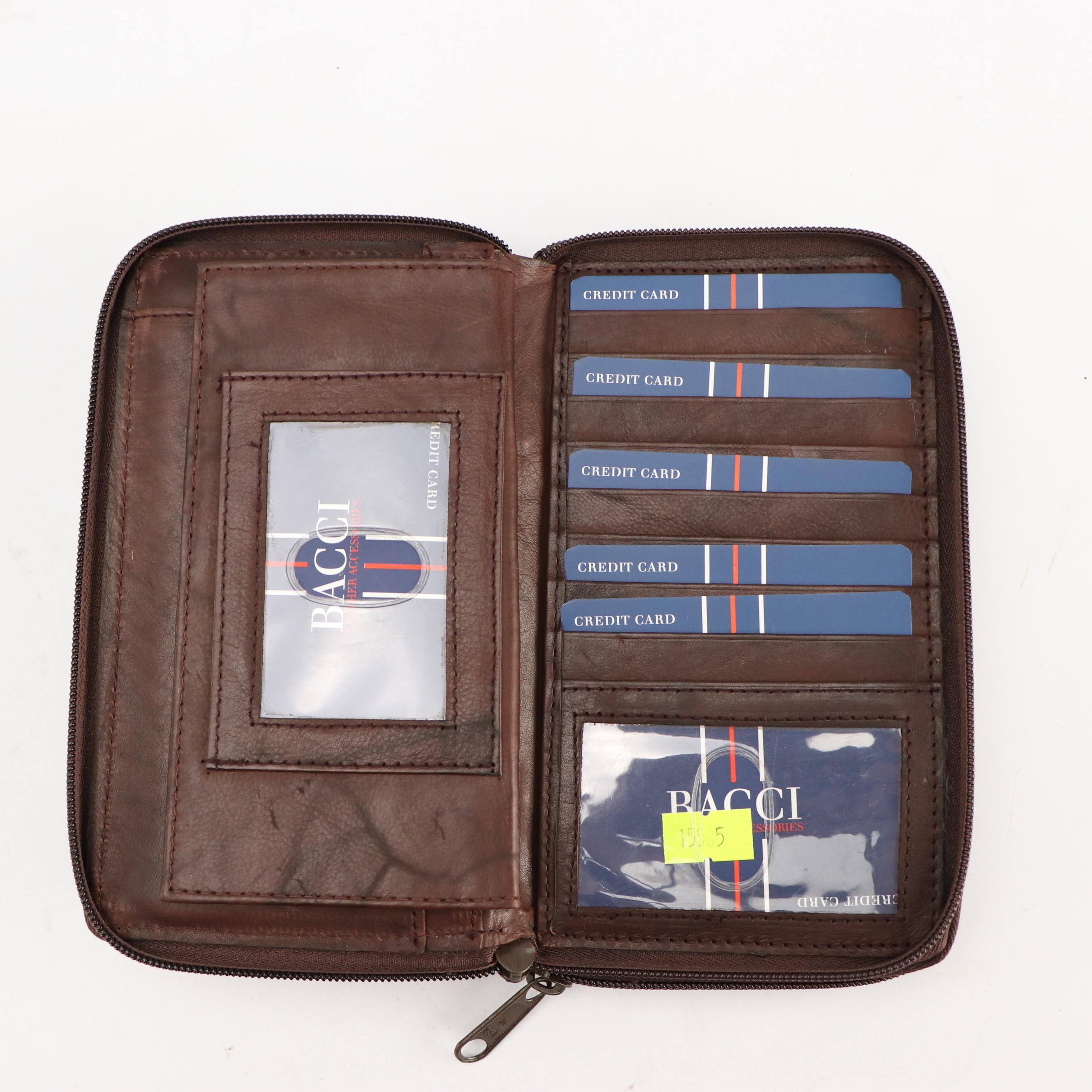 Bacci Zip-Around Wallet with Other Leather Jewelry Displays and Travel Cases