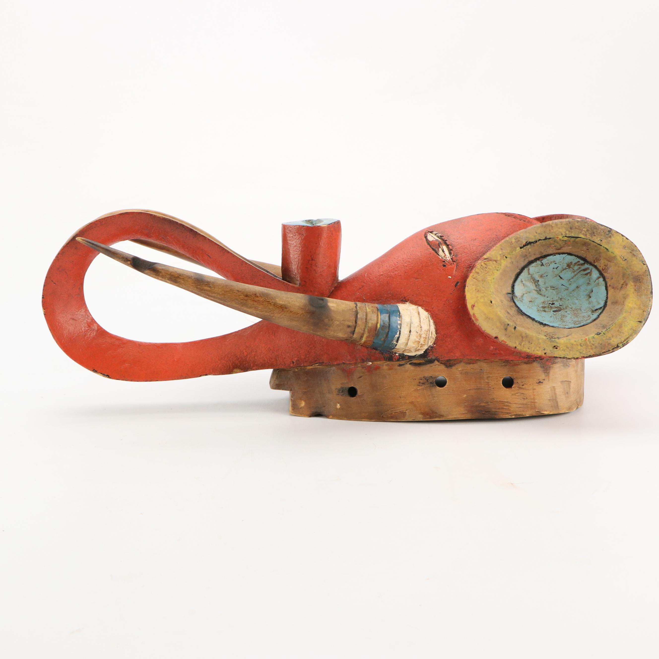 Ivory Coast Guro Peoples Passport Polychrome Wood Helmet Mask