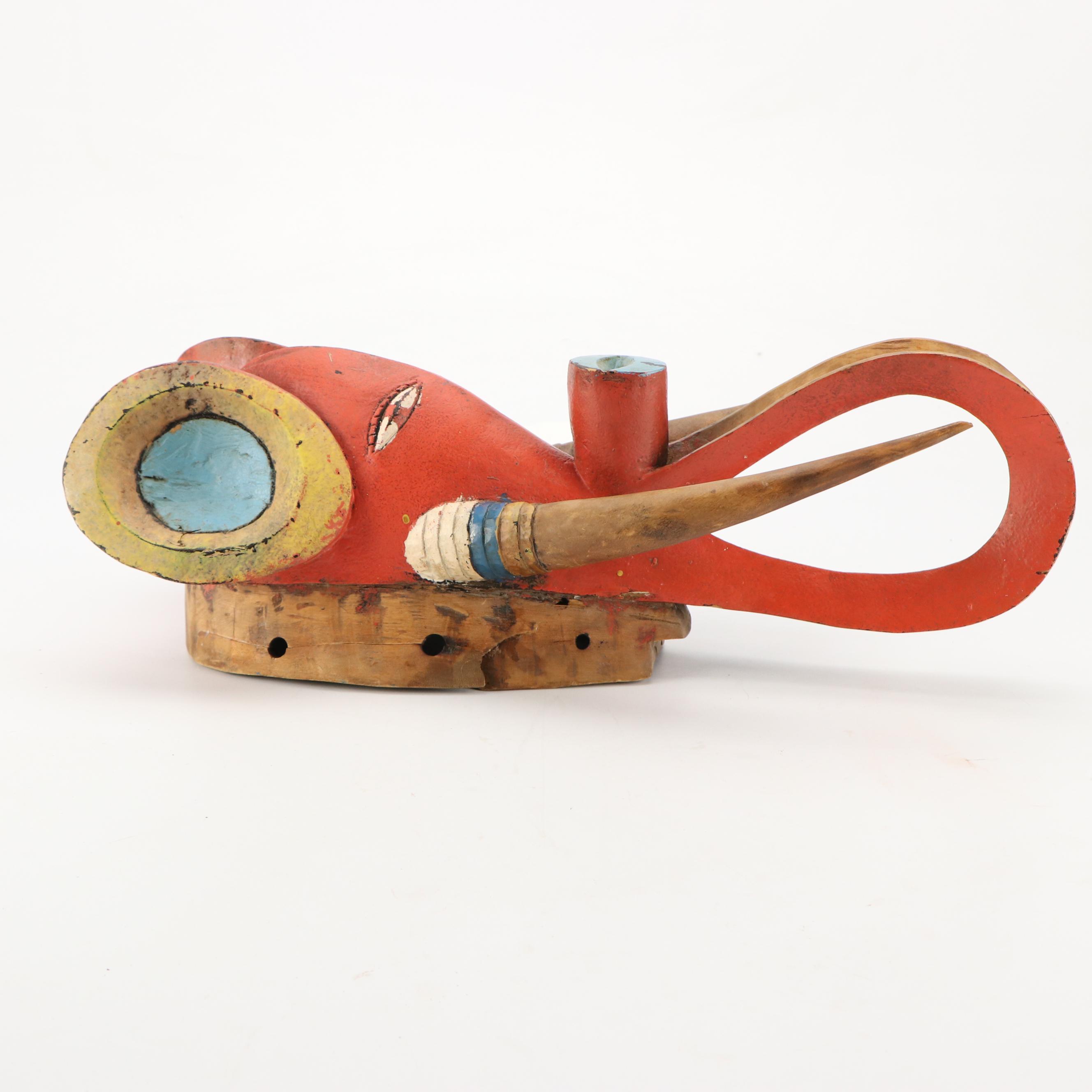 Ivory Coast Guro Peoples Passport Polychrome Wood Helmet Mask