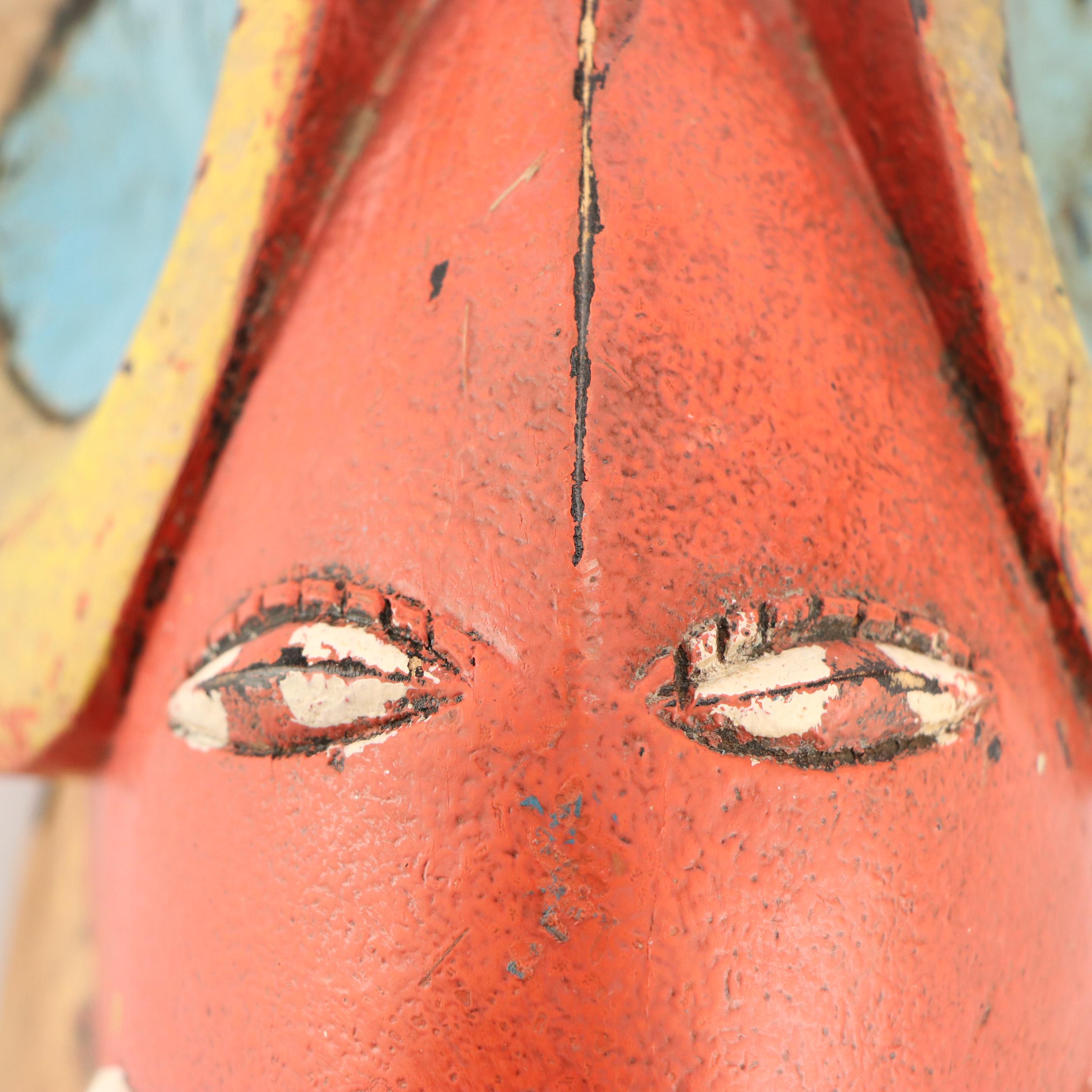 Ivory Coast Guro Peoples Passport Polychrome Wood Helmet Mask
