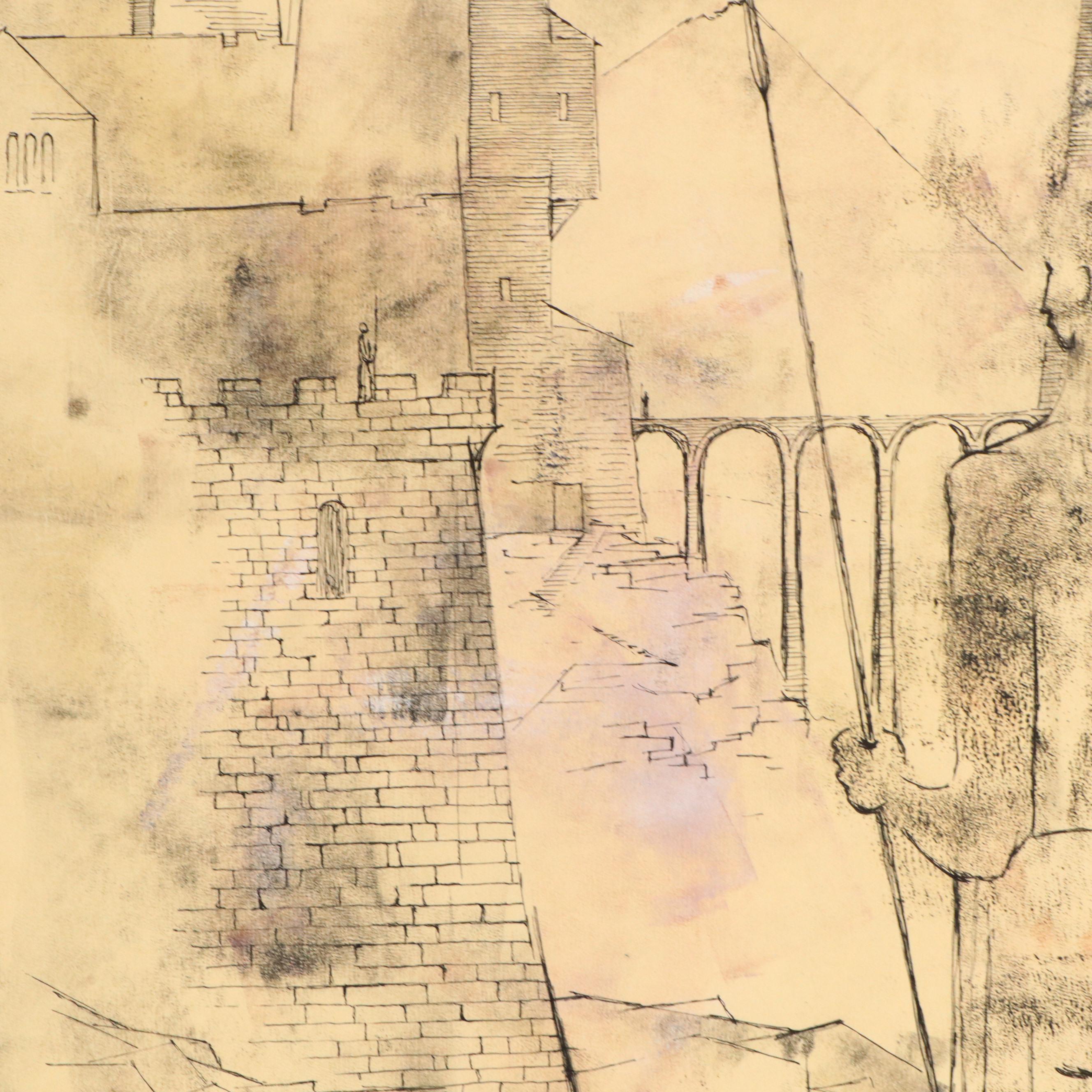 Leonard Maurer Abstract Ink Compositions, Mid-20th Century