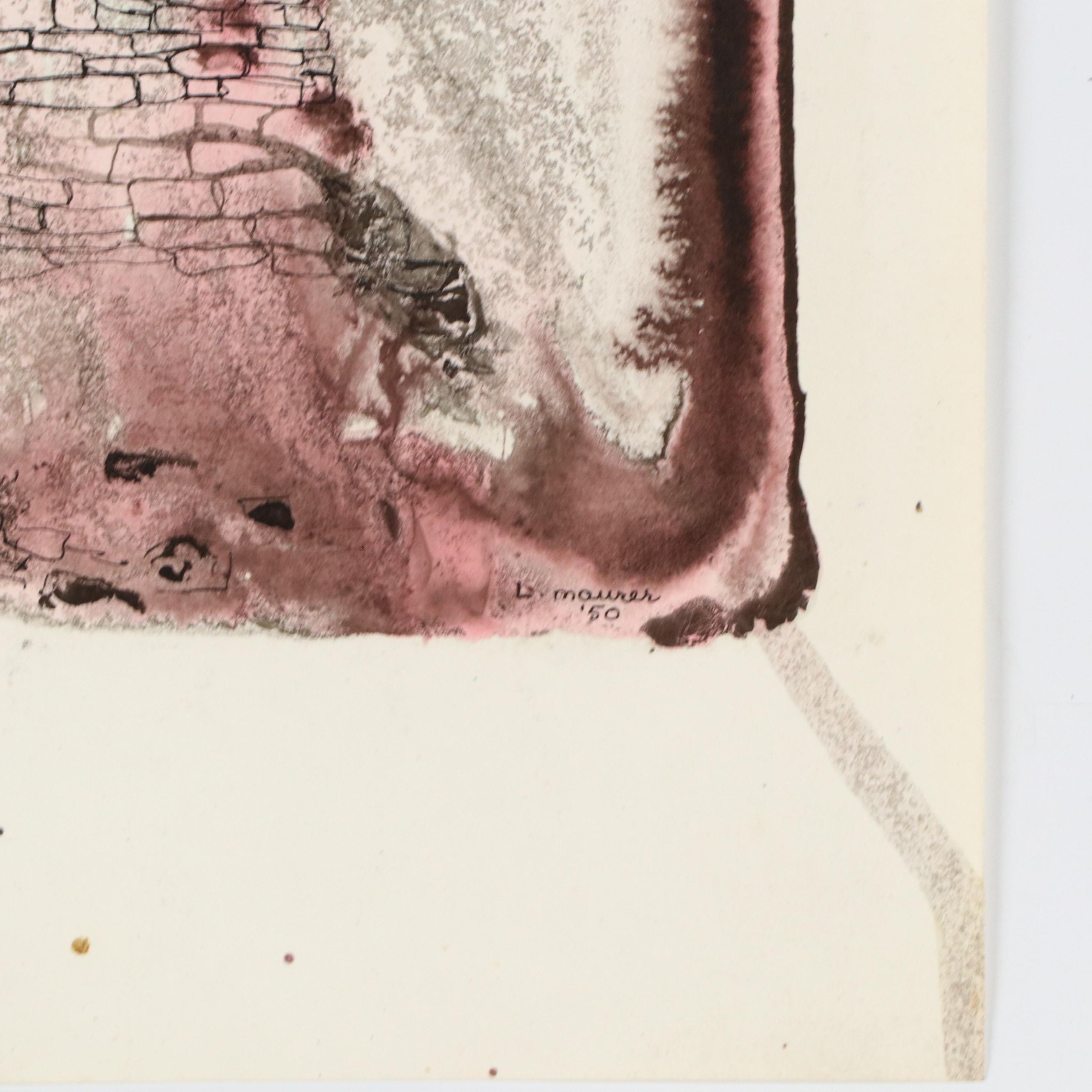 Leonard Maurer Abstract Ink Compositions, Mid-20th Century