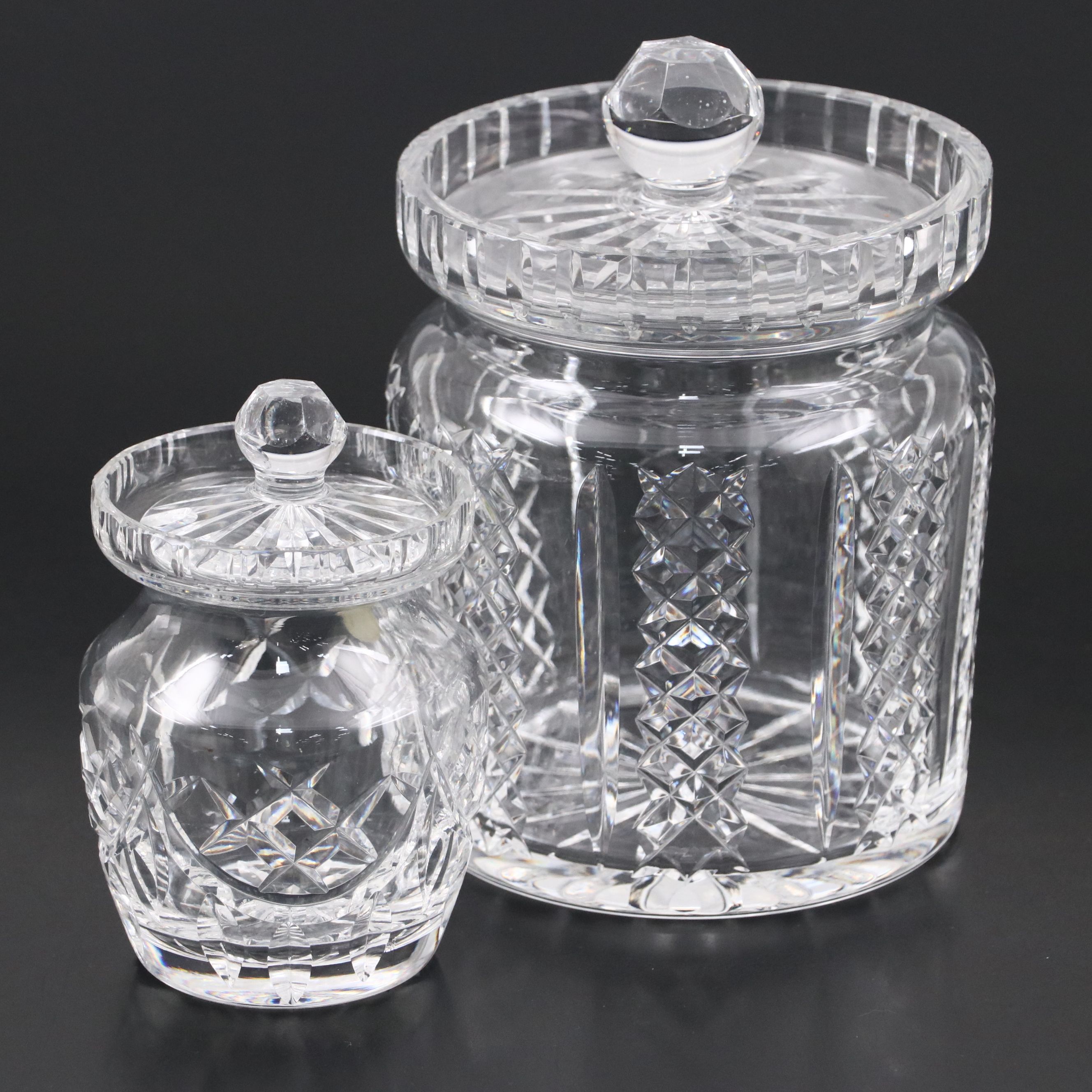 Waterford Crystal Mustard Jar with Crystal Biscuit Barrel