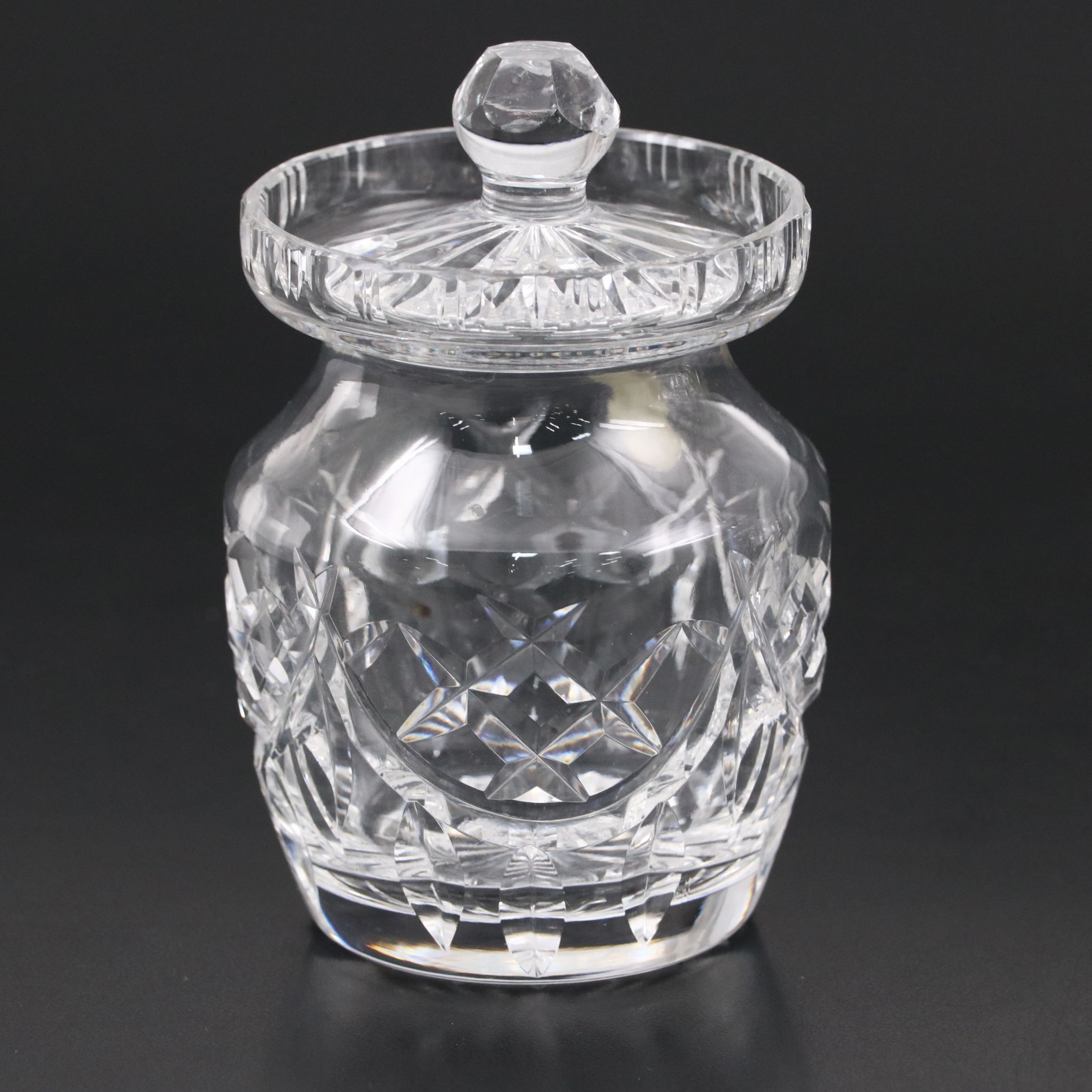 Waterford Crystal Mustard Jar with Crystal Biscuit Barrel