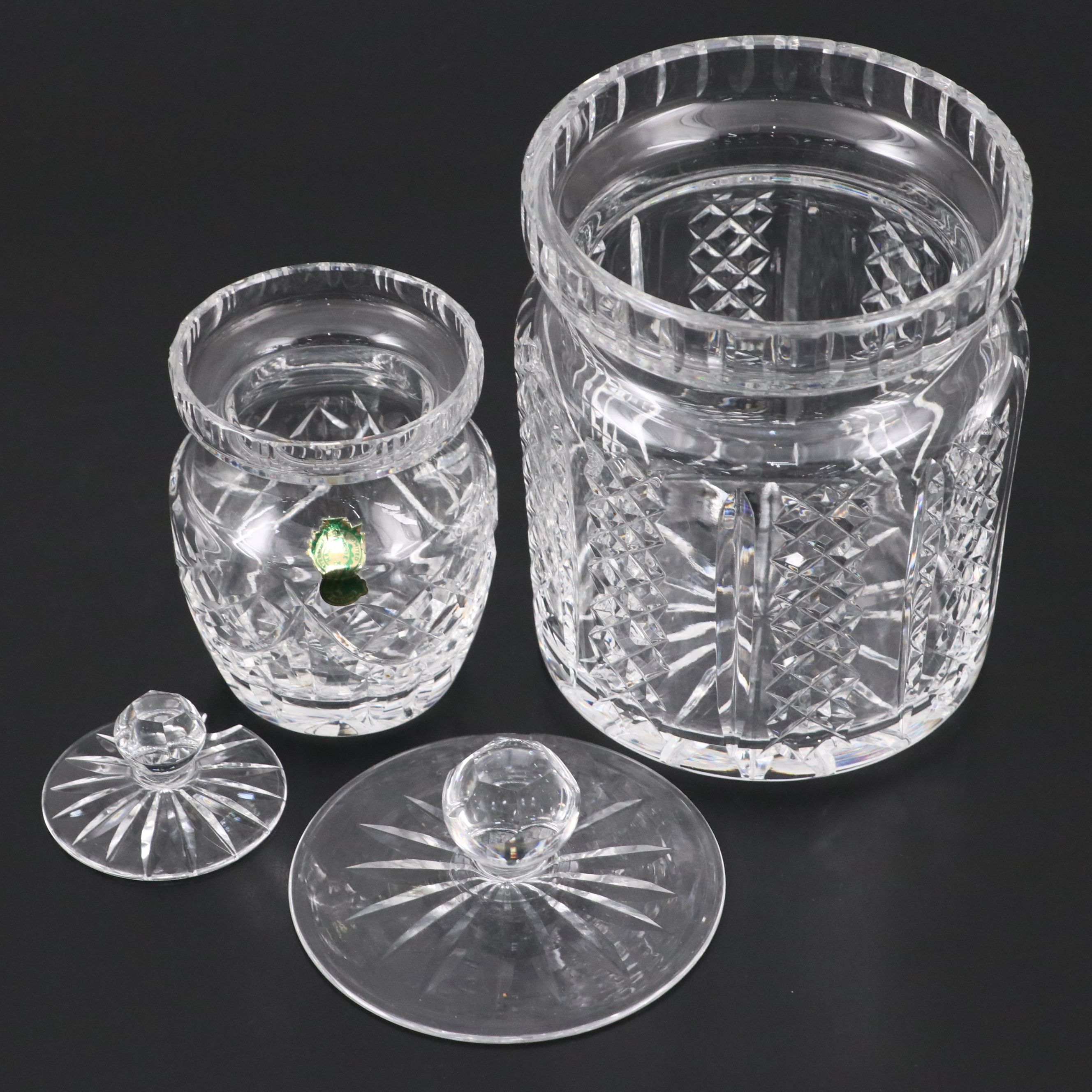 Waterford Crystal Mustard Jar with Crystal Biscuit Barrel