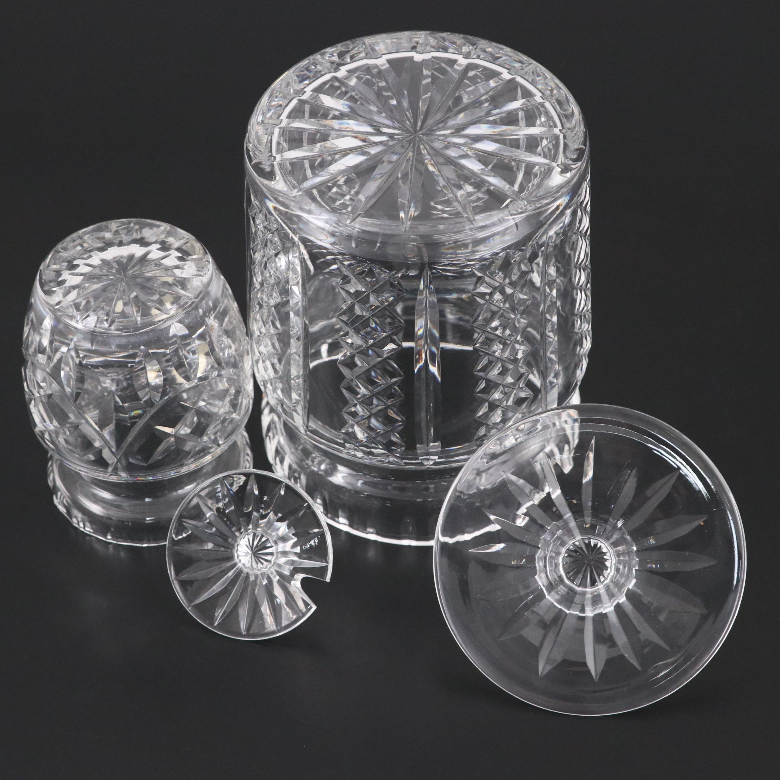Waterford Crystal Mustard Jar with Crystal Biscuit Barrel