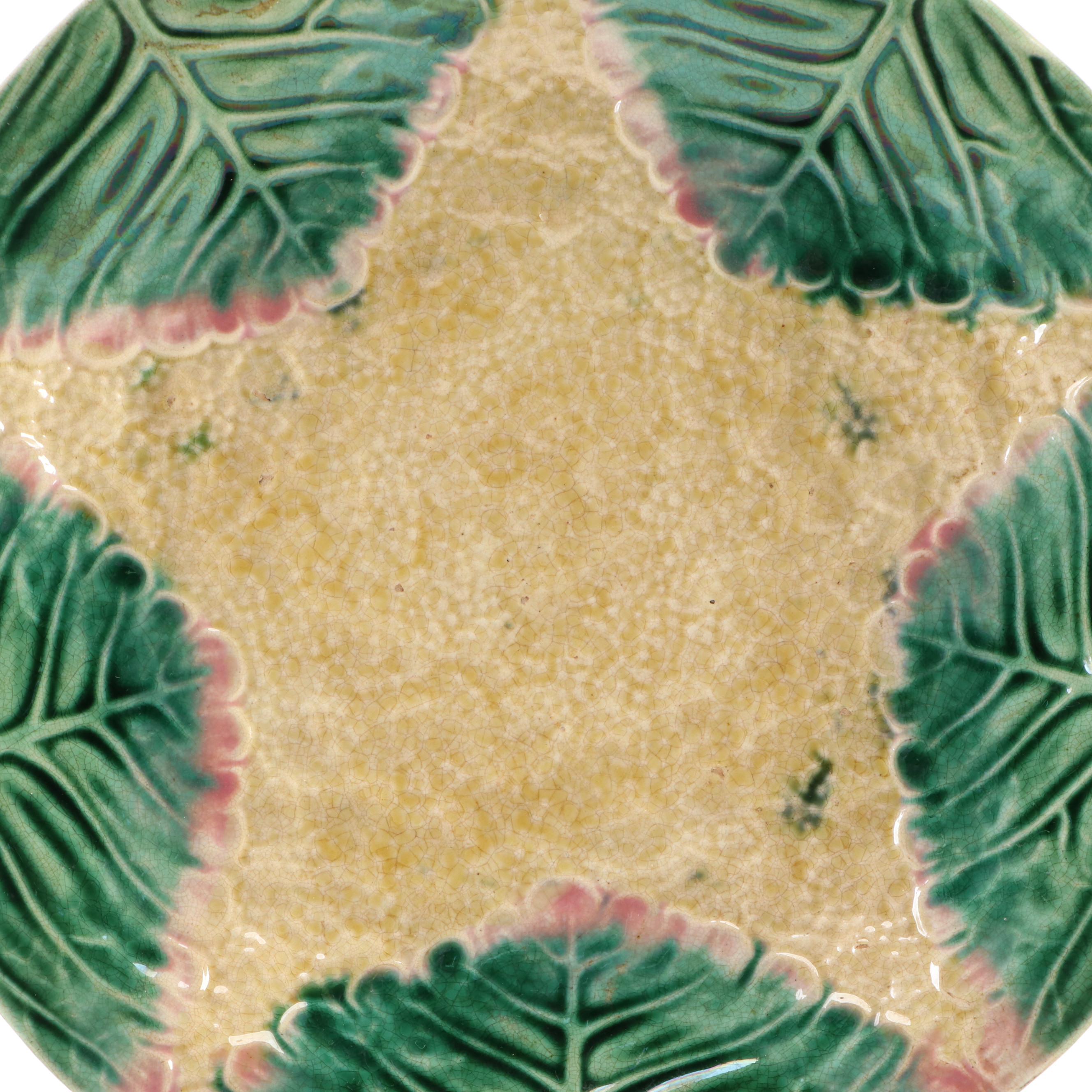 Pair of Etruscan Majolica Cauliflower Plates, Late 19th Century