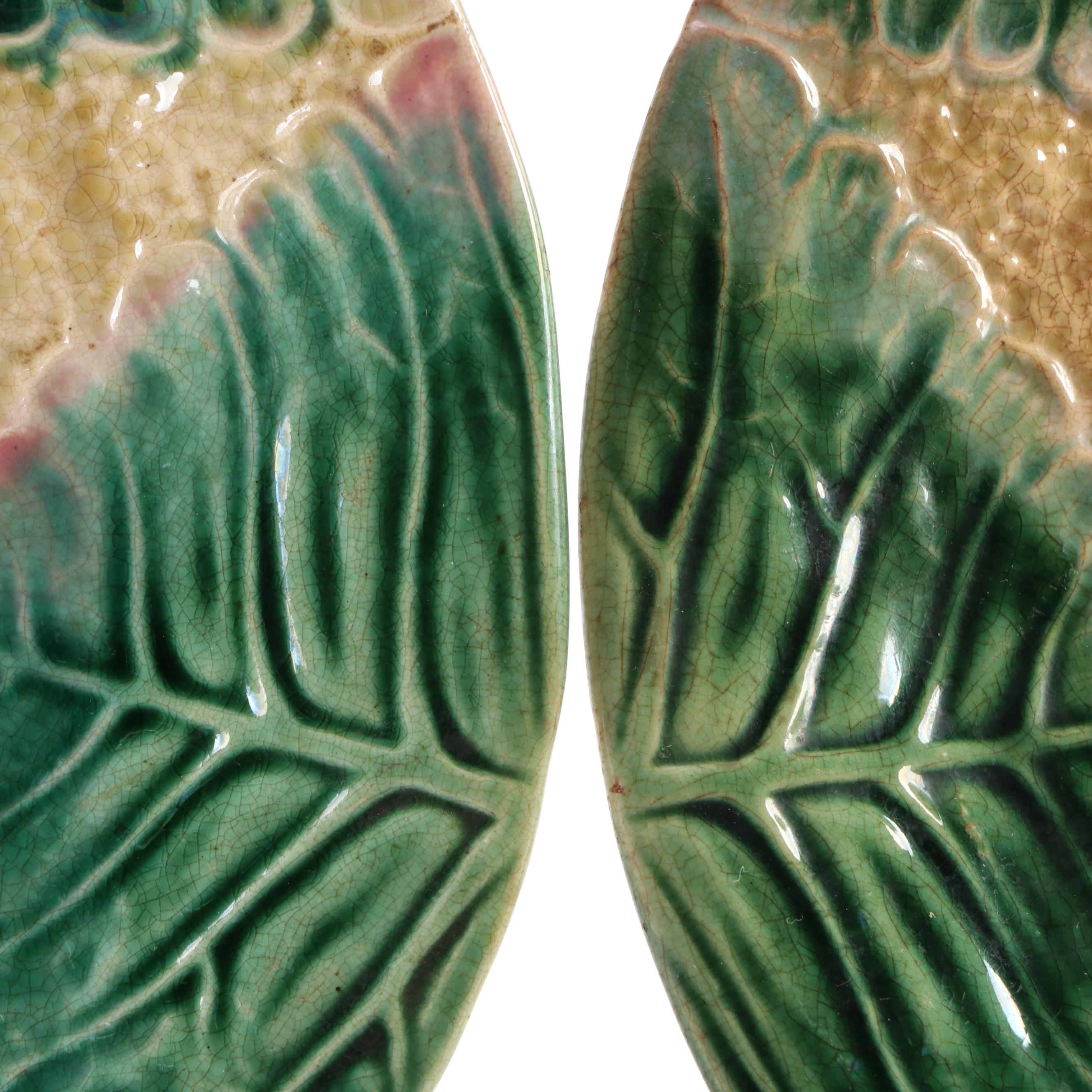 Pair of Etruscan Majolica Cauliflower Plates, Late 19th Century