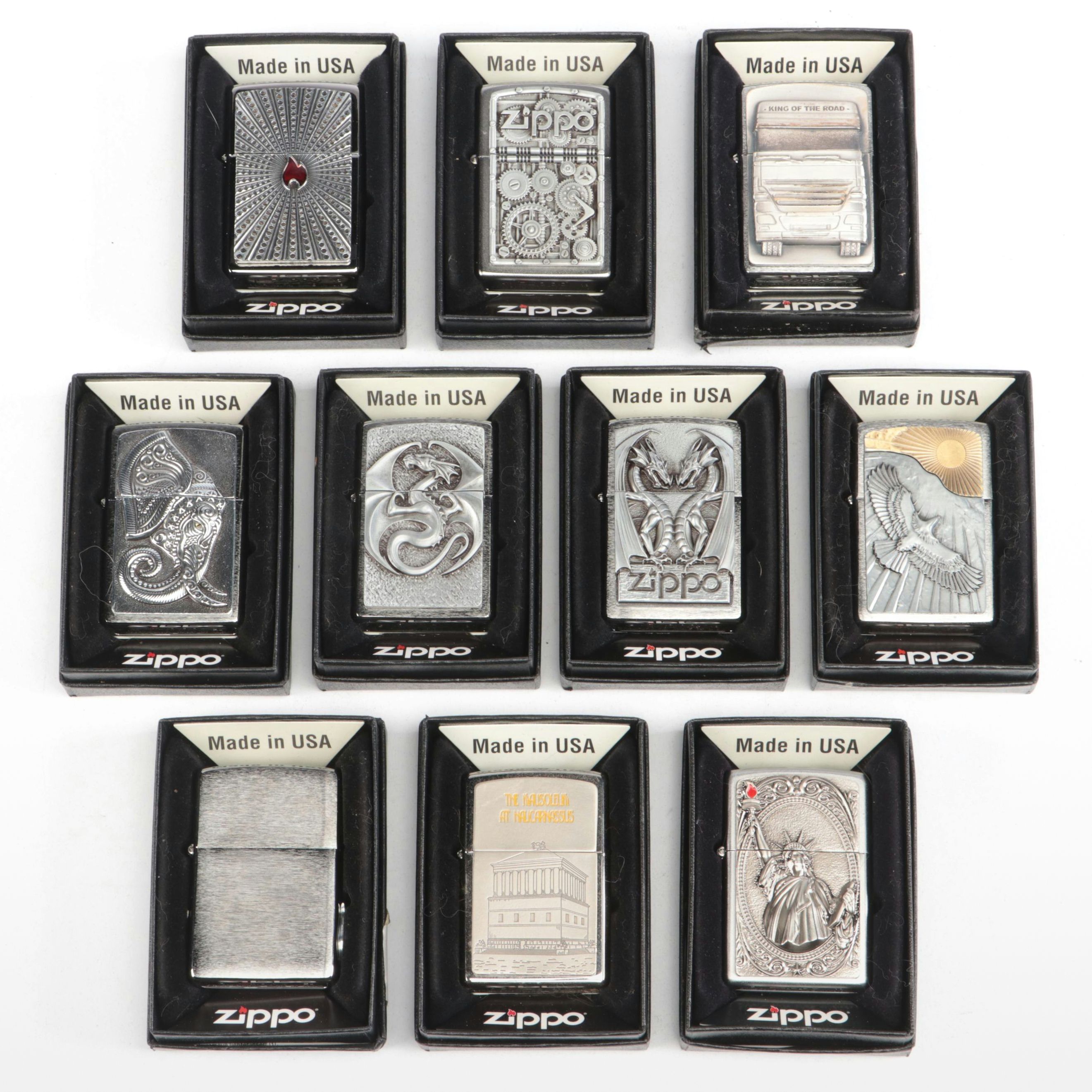 Zippo Little Flame, Gear Wheels, Elephant Head More Windproof Lighters