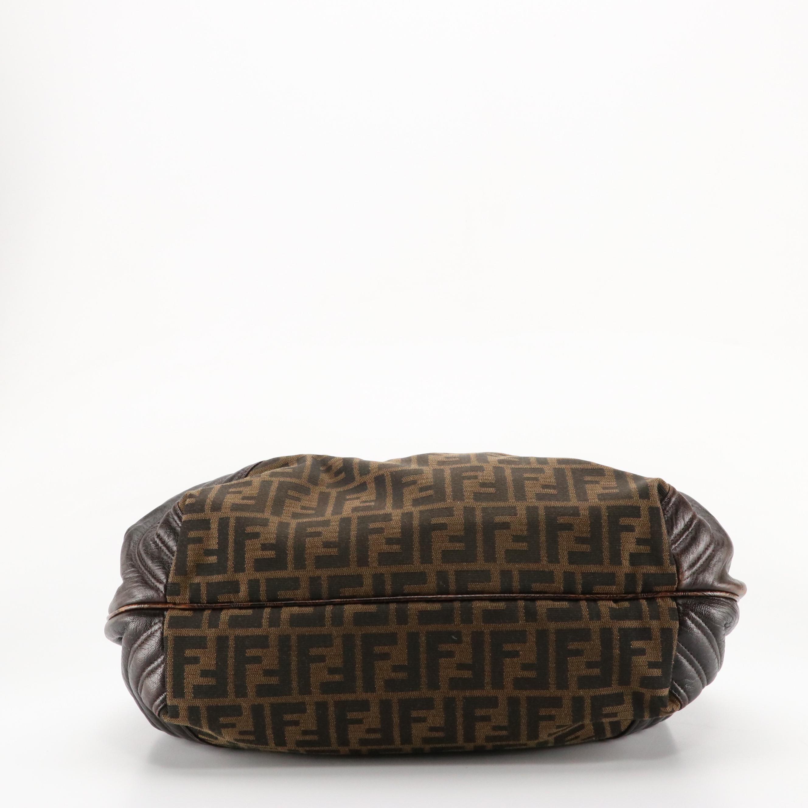 Fendi Tobacco Zucca Jacquard and Tortuga Leather Spy Bag