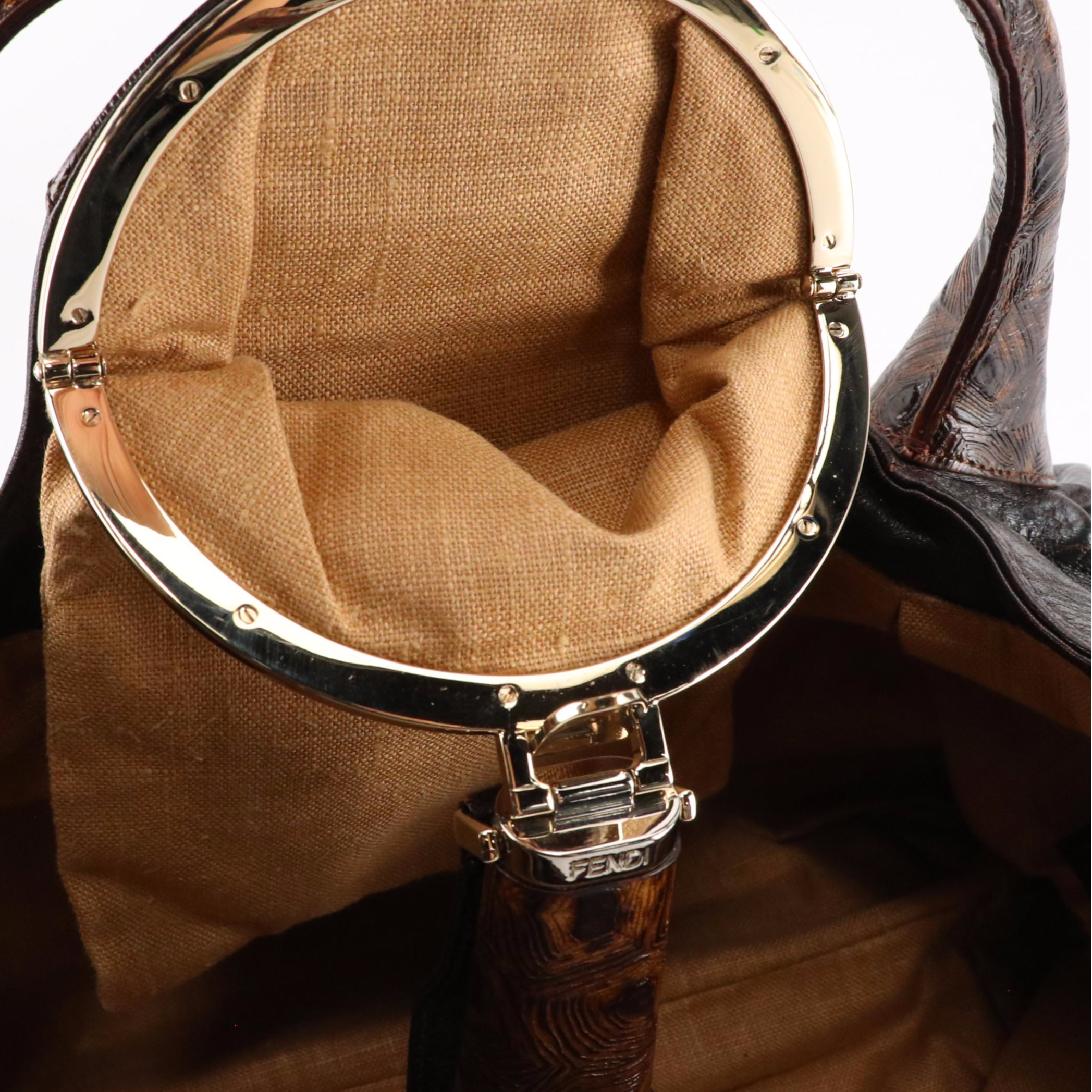 Fendi Tobacco Zucca Jacquard and Tortuga Leather Spy Bag