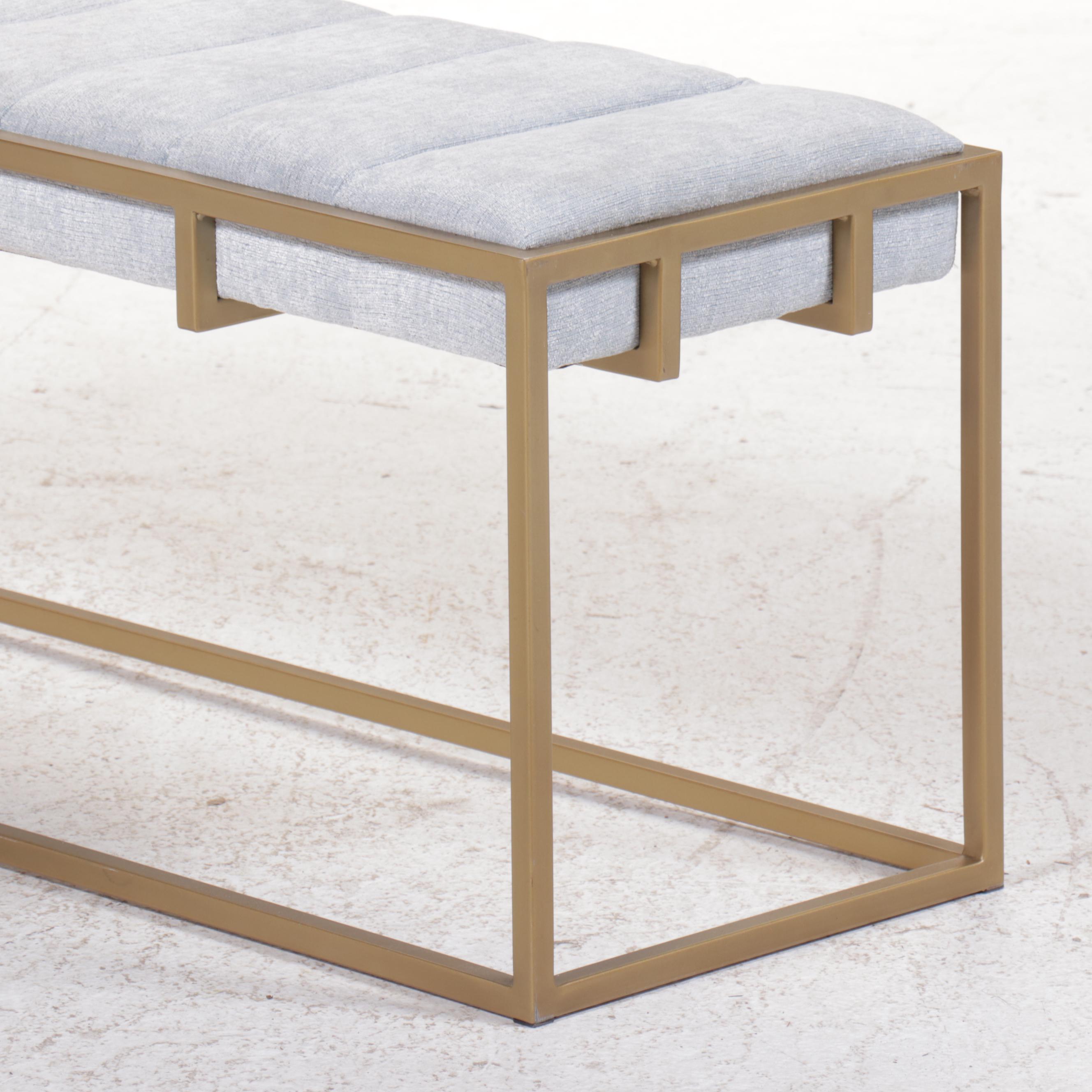 Millwork Holdings Contemporary Channel Tufted and Gold Tone Metal Bench
