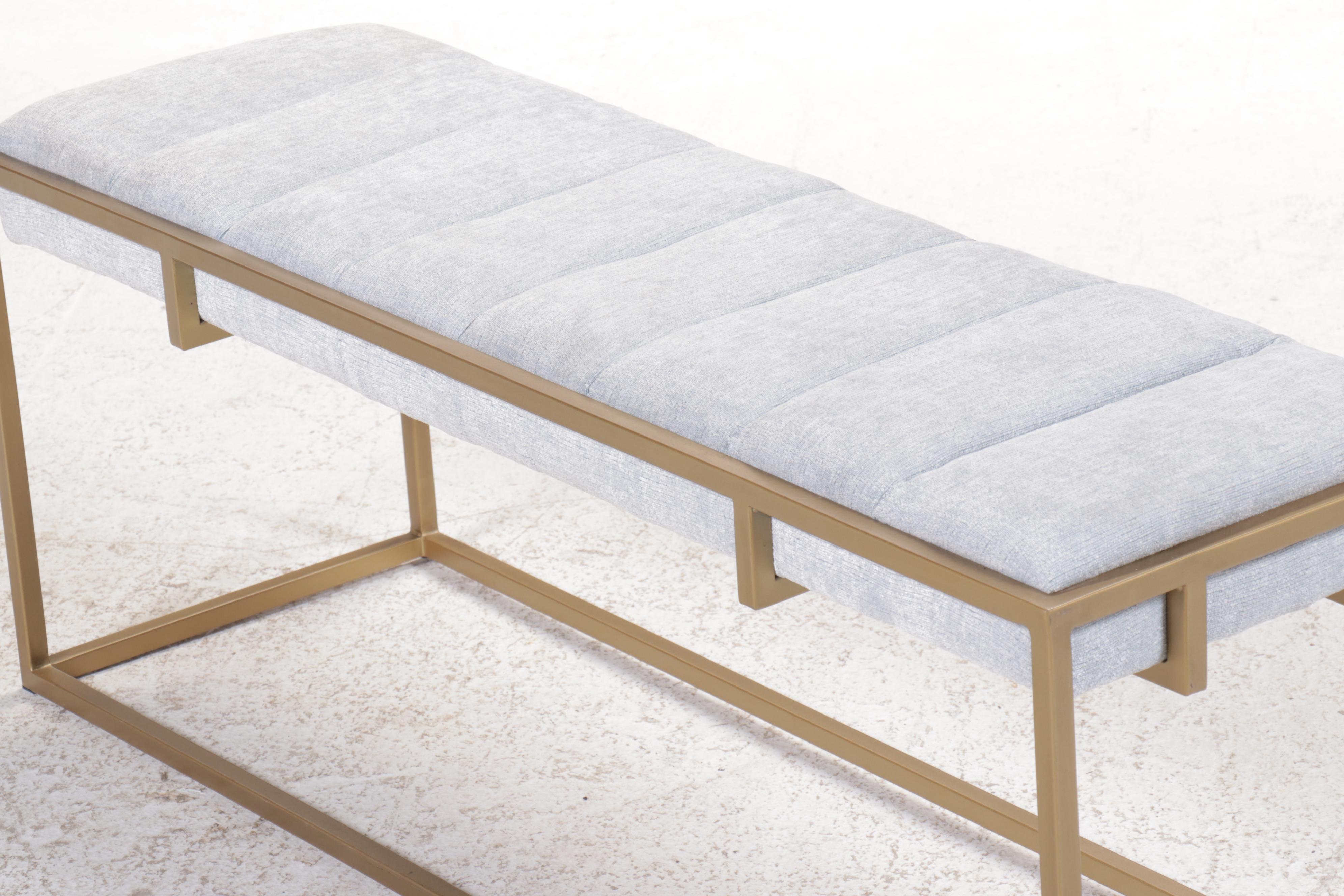 Millwork Holdings Contemporary Channel Tufted and Gold Tone Metal Bench