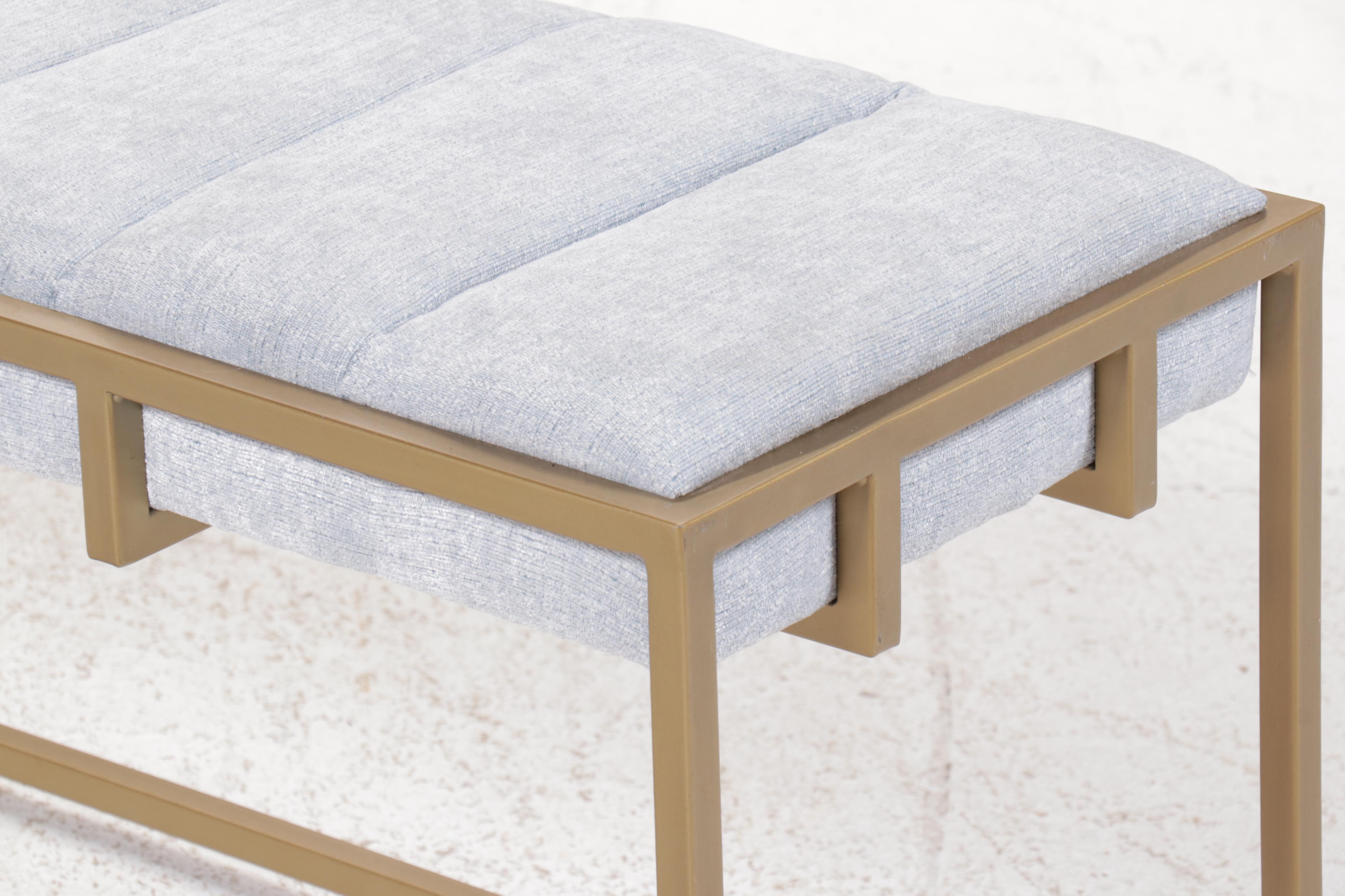 Millwork Holdings Contemporary Channel Tufted and Gold Tone Metal Bench