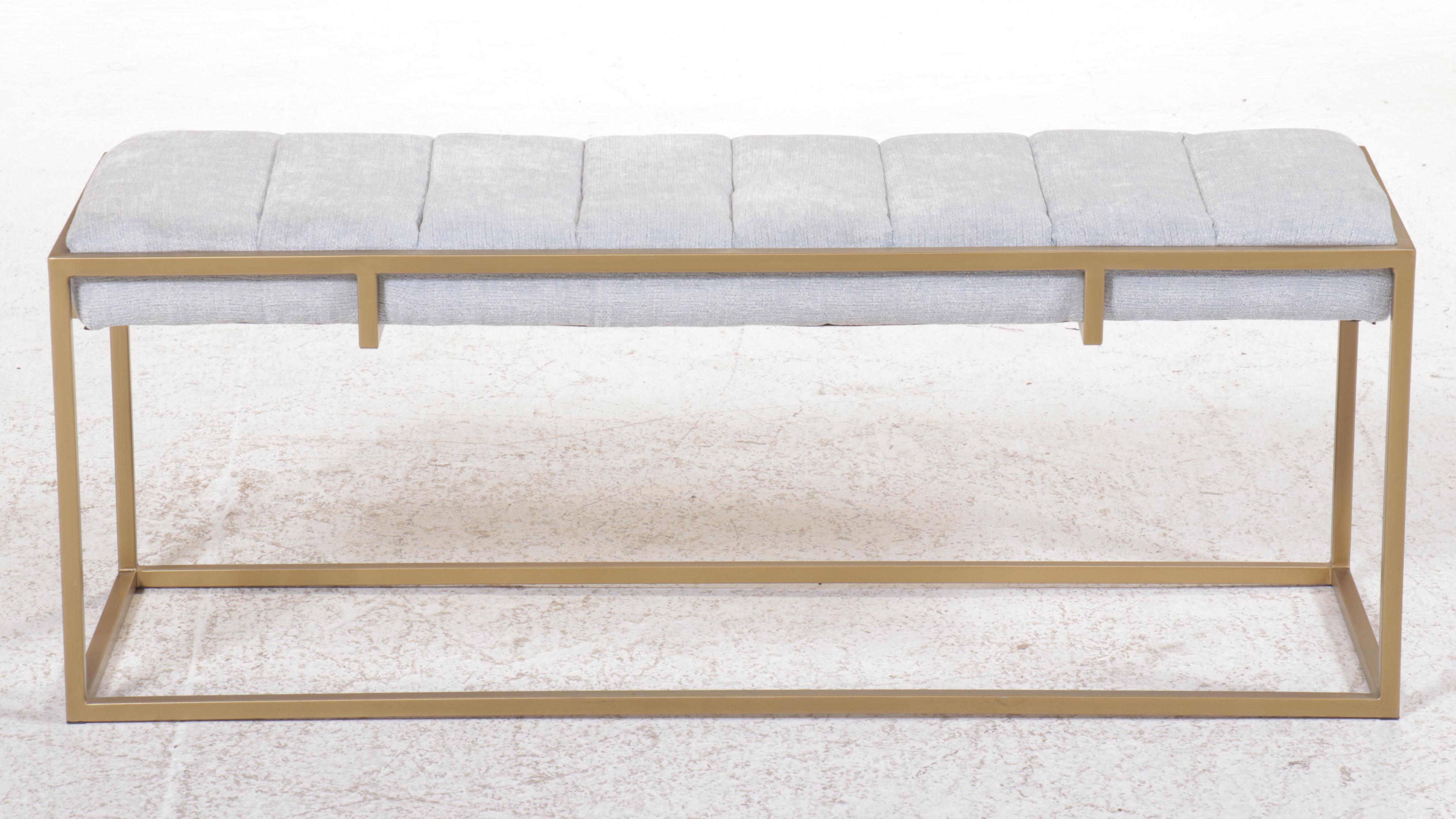 Millwork Holdings Contemporary Channel Tufted and Gold Tone Metal Bench