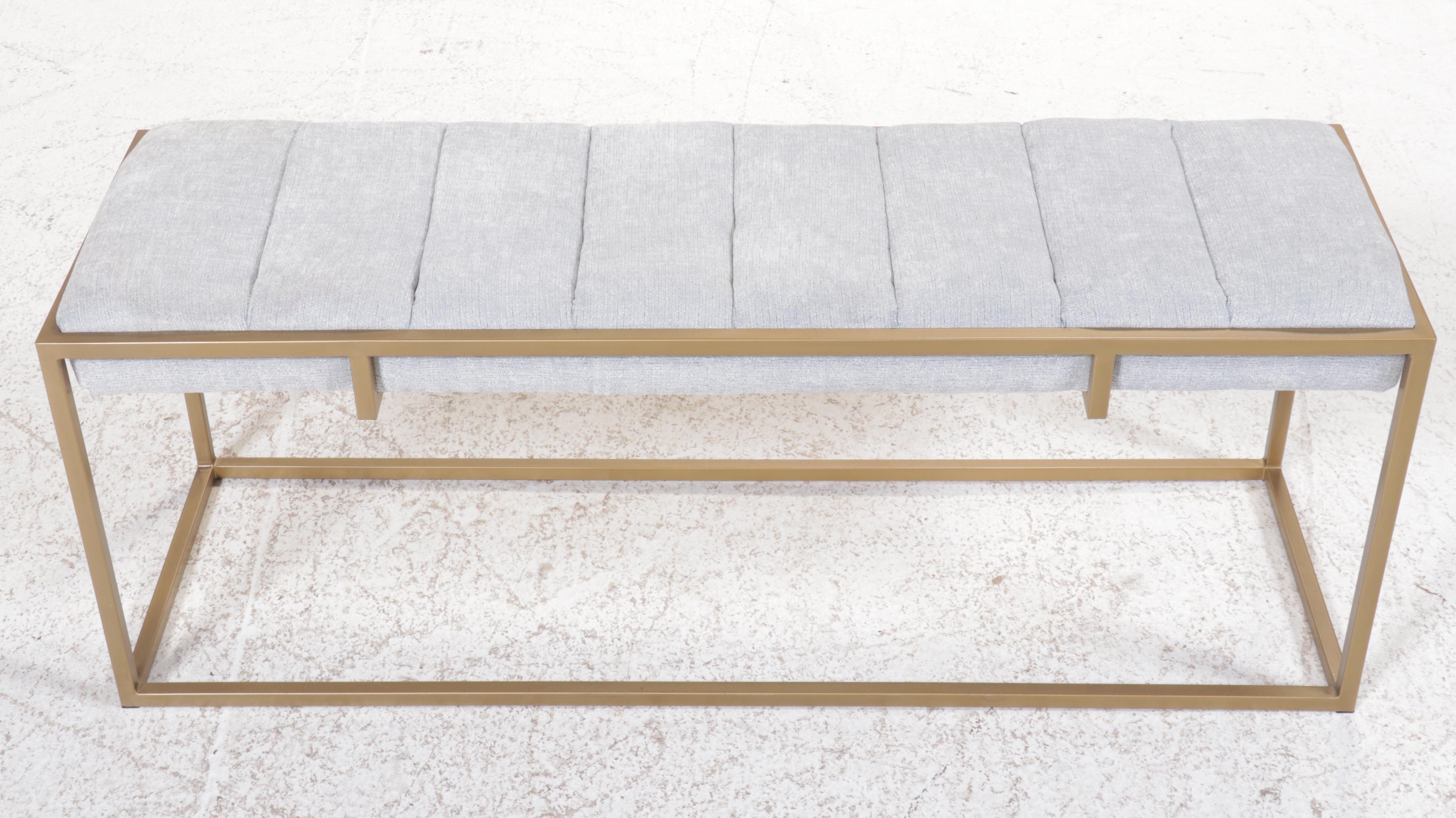 Millwork Holdings Contemporary Channel Tufted and Gold Tone Metal Bench