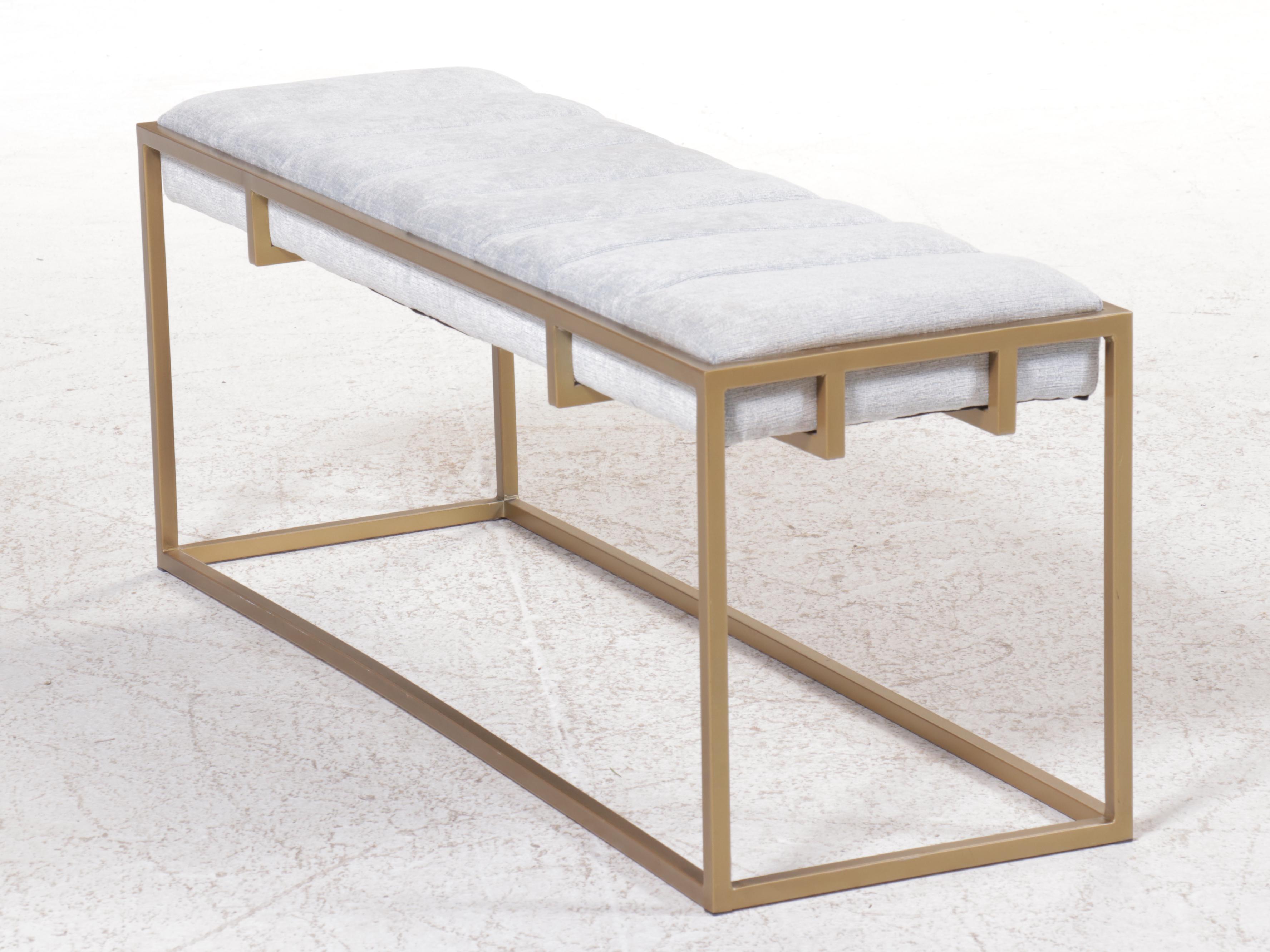 Millwork Holdings Contemporary Channel Tufted and Gold Tone Metal Bench