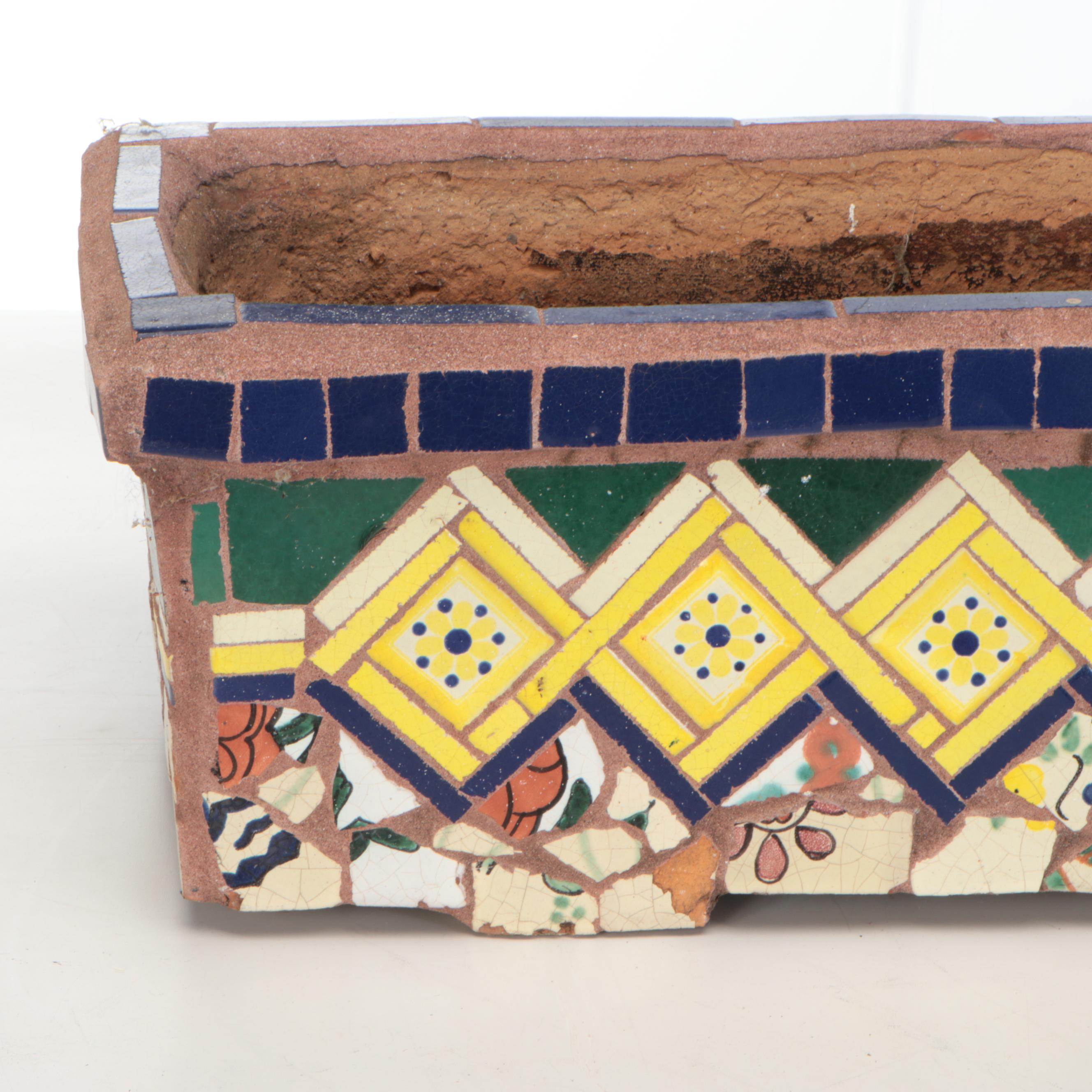 Tile Mosaic Decorated Terracotta Planter Box