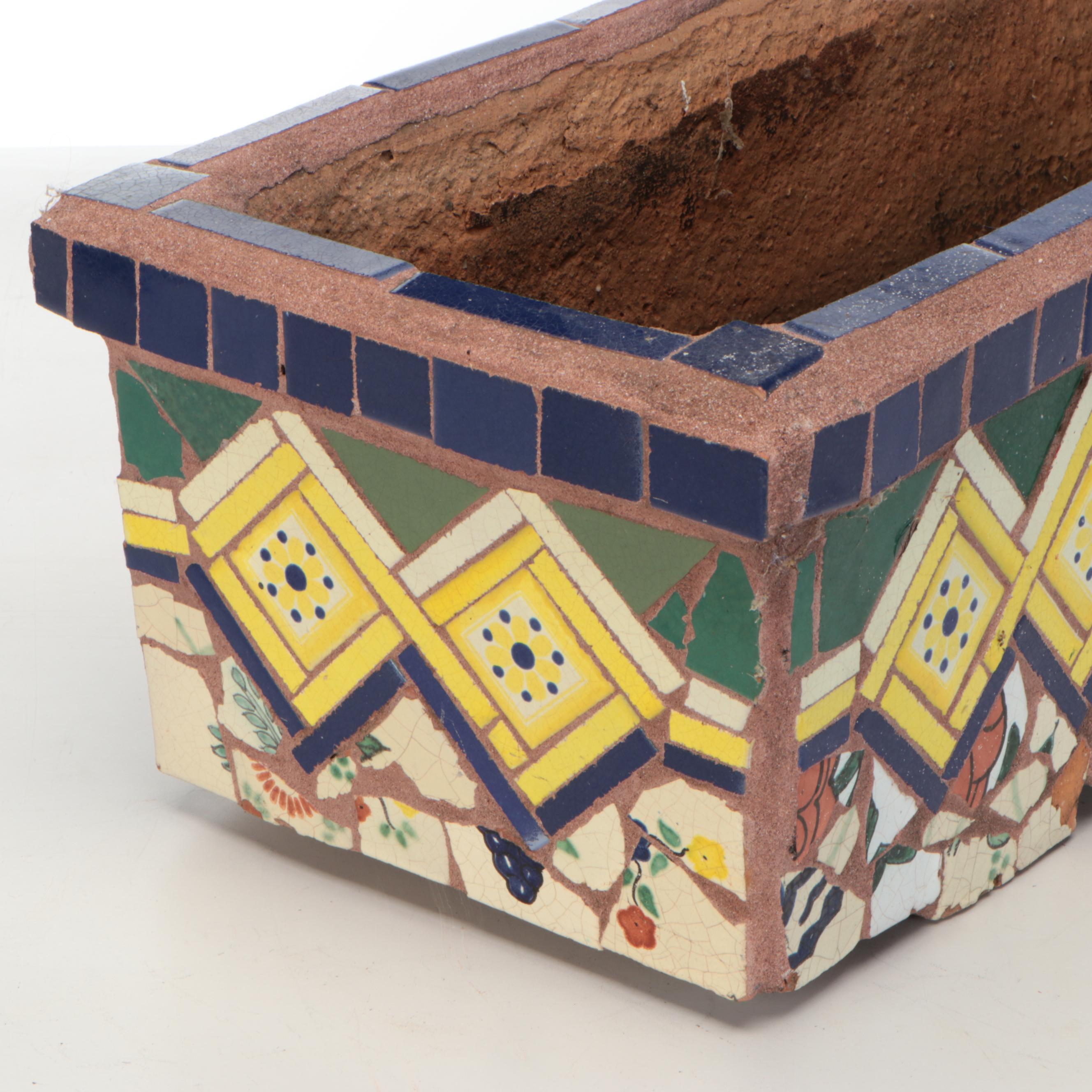 Tile Mosaic Decorated Terracotta Planter Box