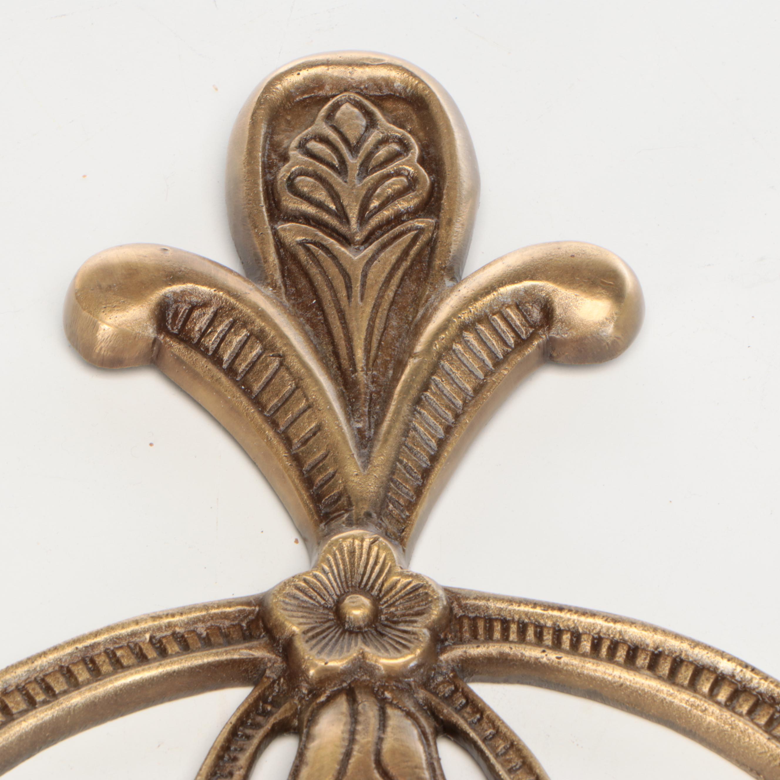 French Empire Style Cast Brass Wall Candle Sconces, Vintage