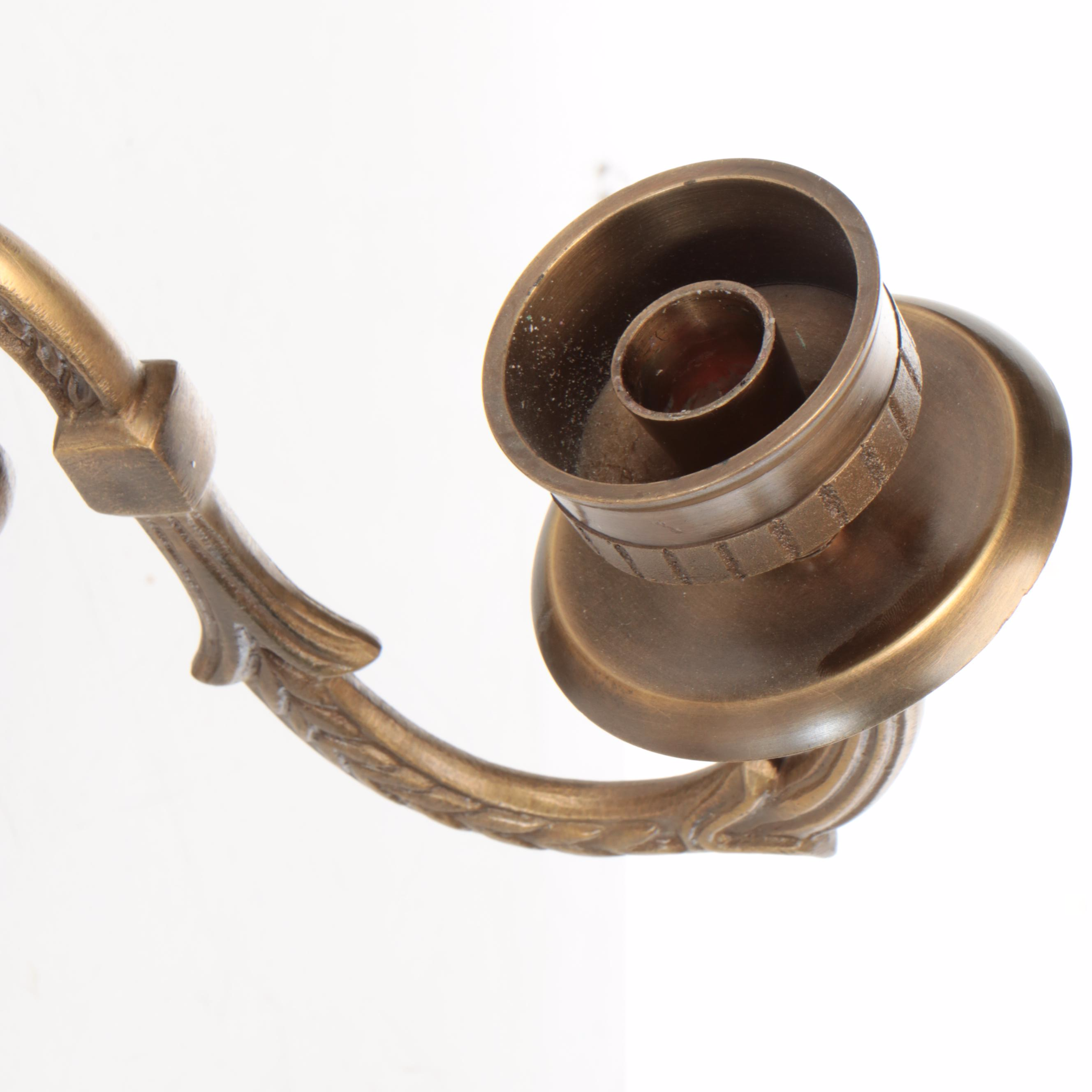 French Empire Style Cast Brass Wall Candle Sconces, Vintage