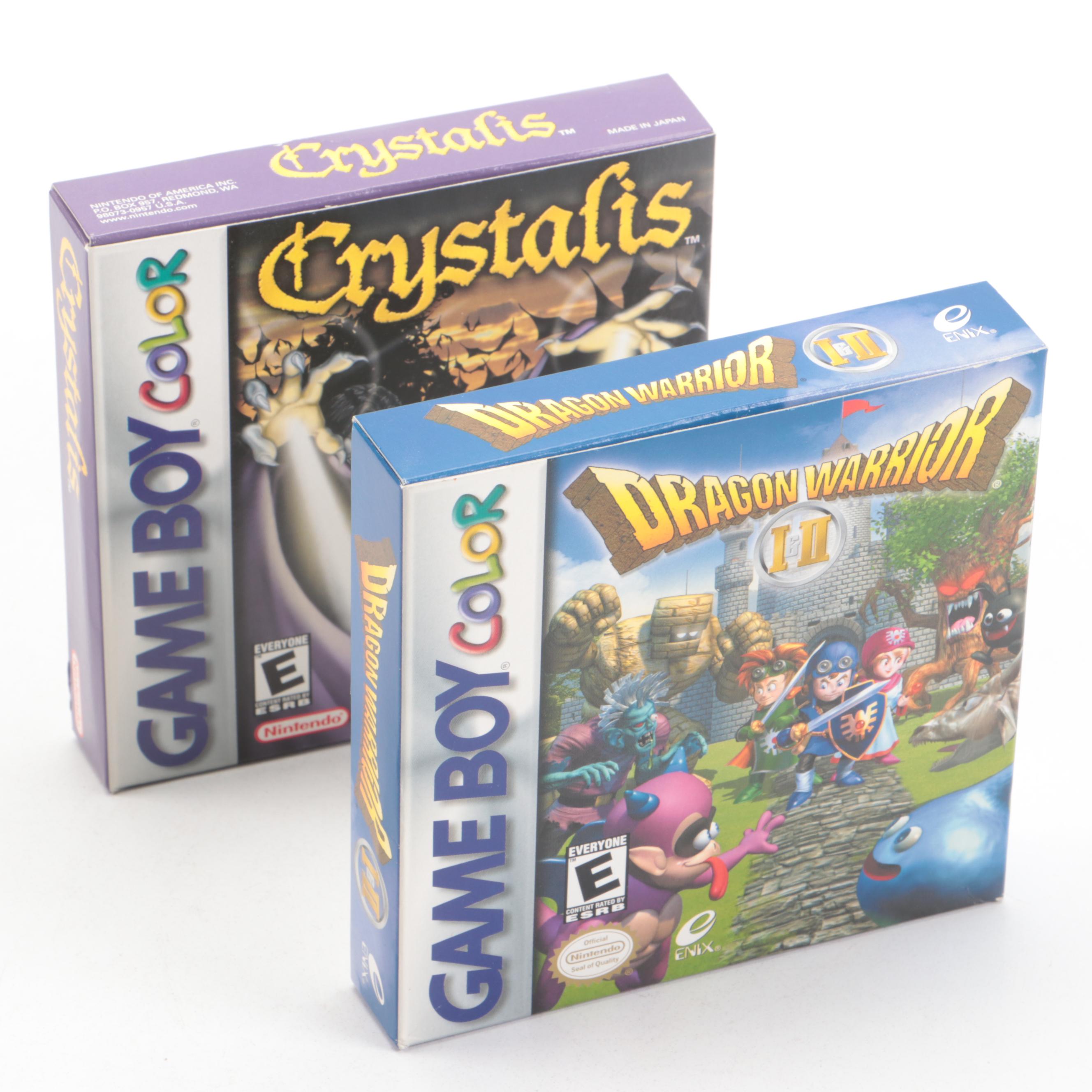 Crystalis and Dragon Warrior Game Boy Color Video Games, Complete in Box