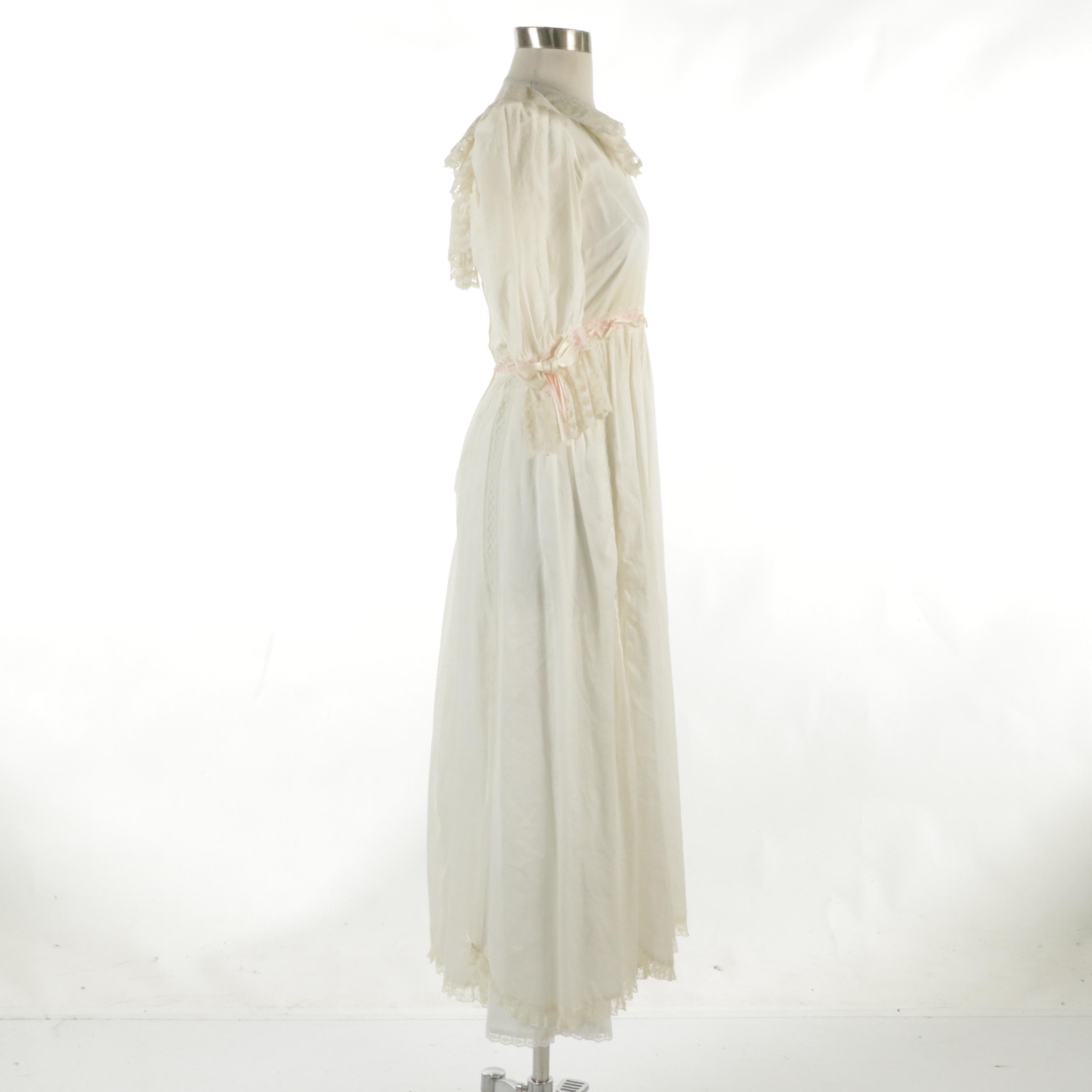 Jeanne Mexican Wedding Dress in Cotton and Lace with Other Slip, circa 1970