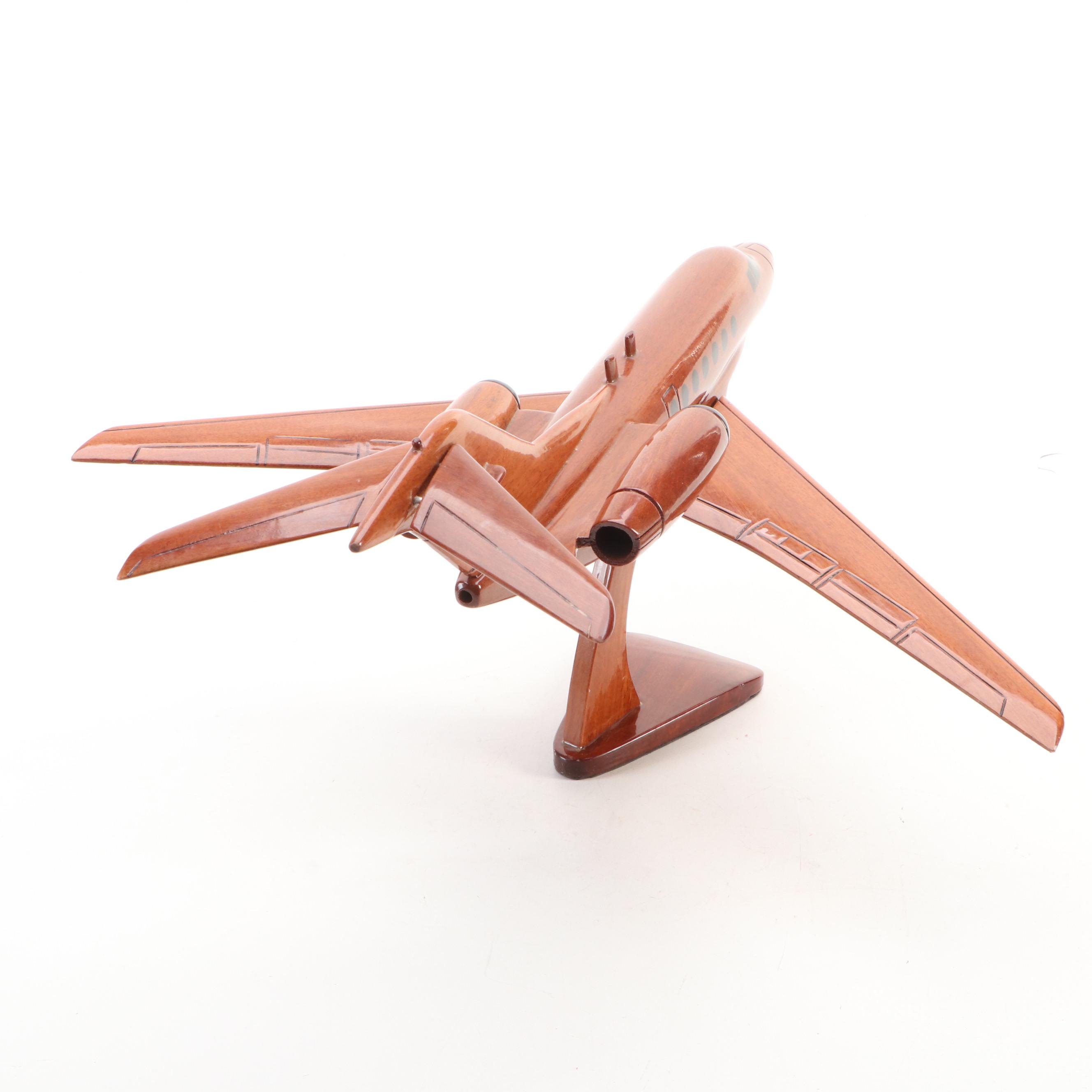 Wooden Hawker 800XP Airplane Model