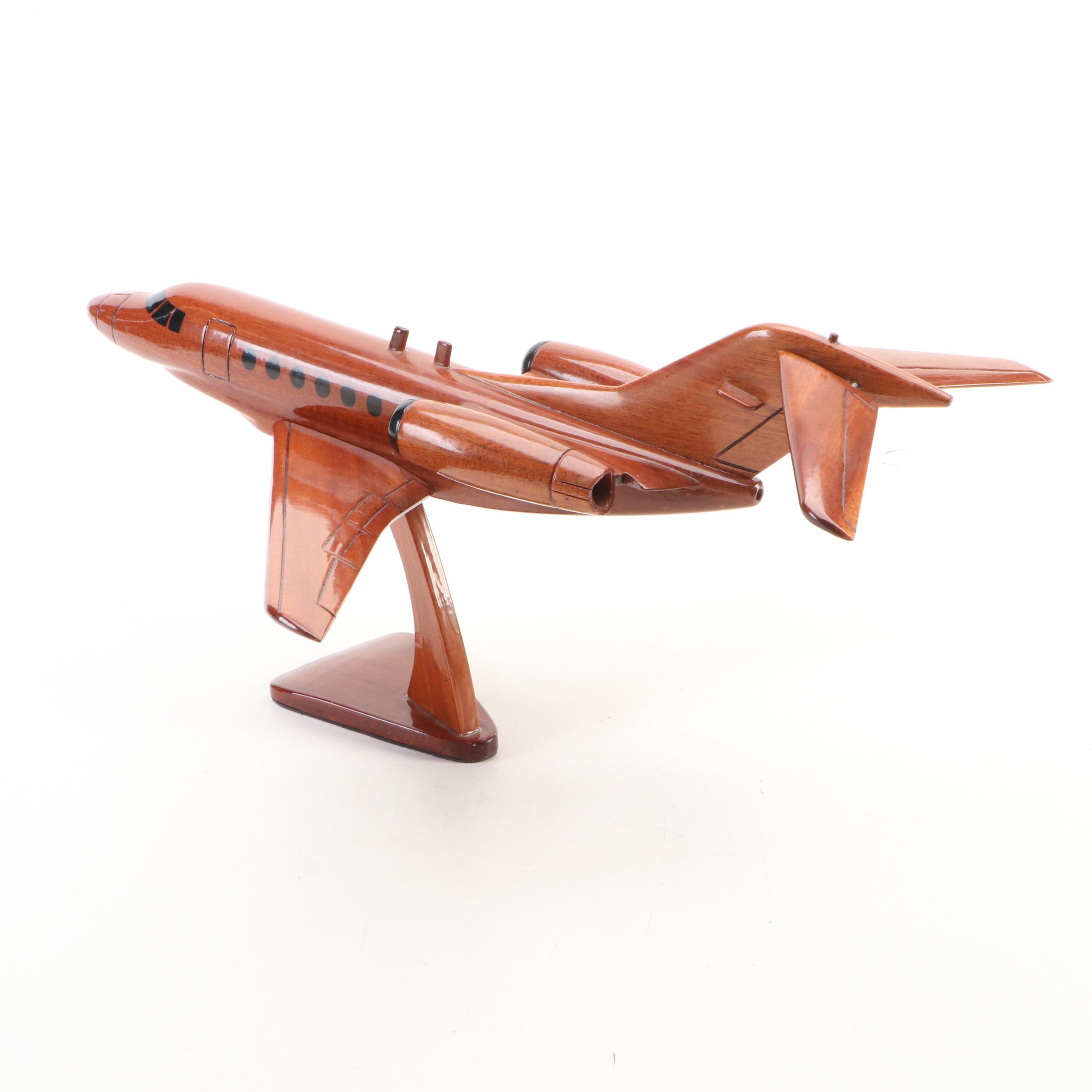 Wooden Hawker 800XP Airplane Model