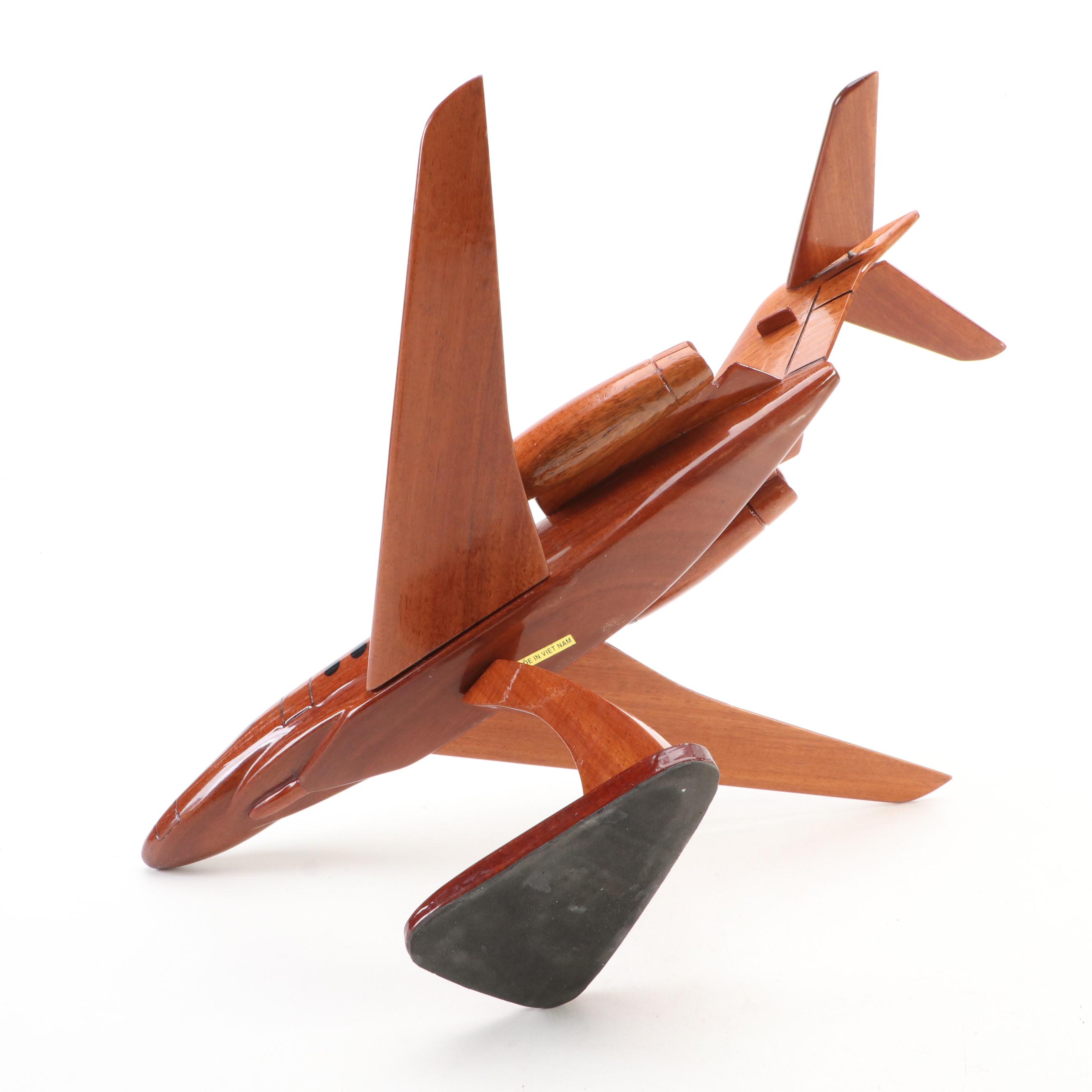 Wooden Hawker 800XP Airplane Model