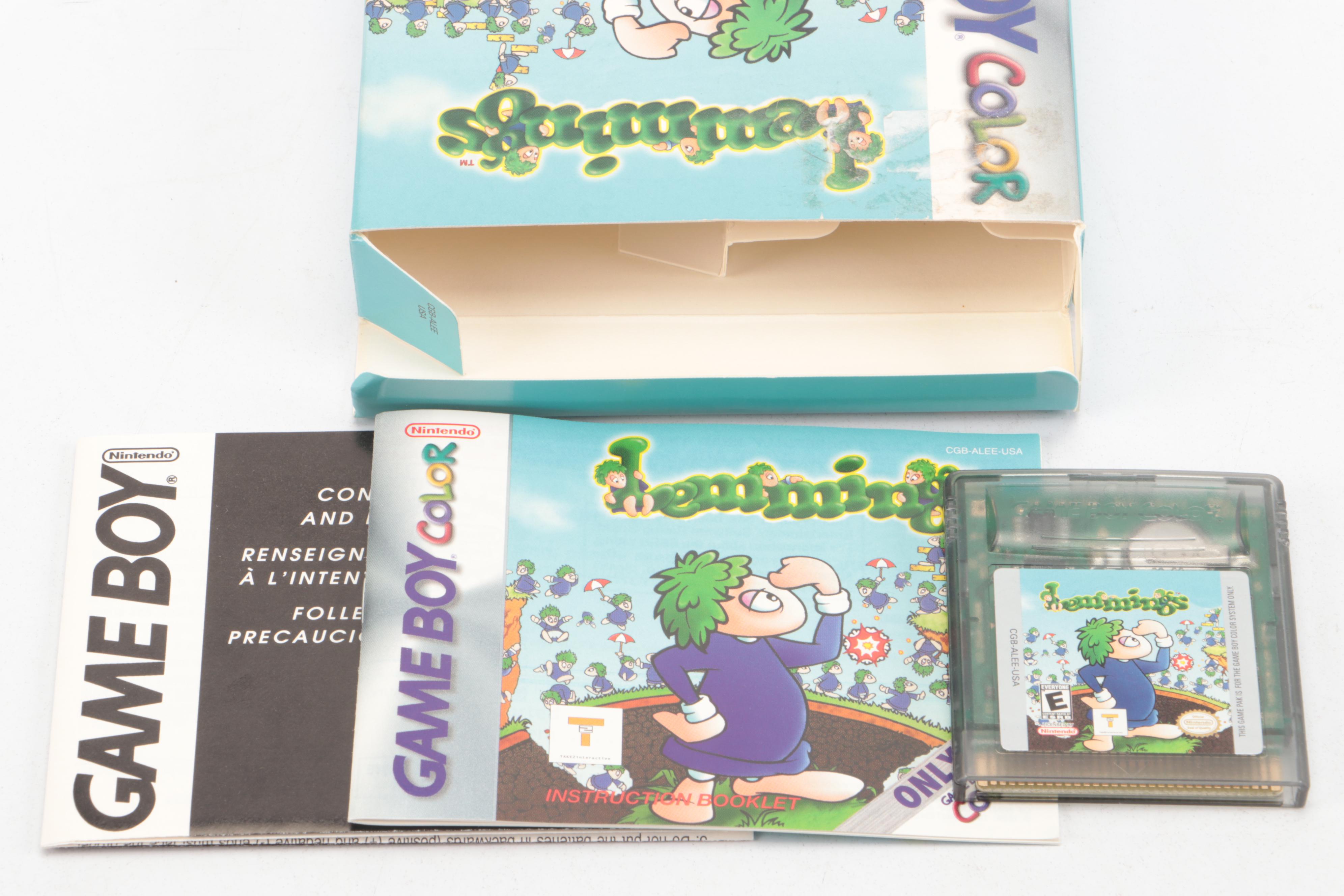 Game Boy Color Console with Video Games and Handy Boy