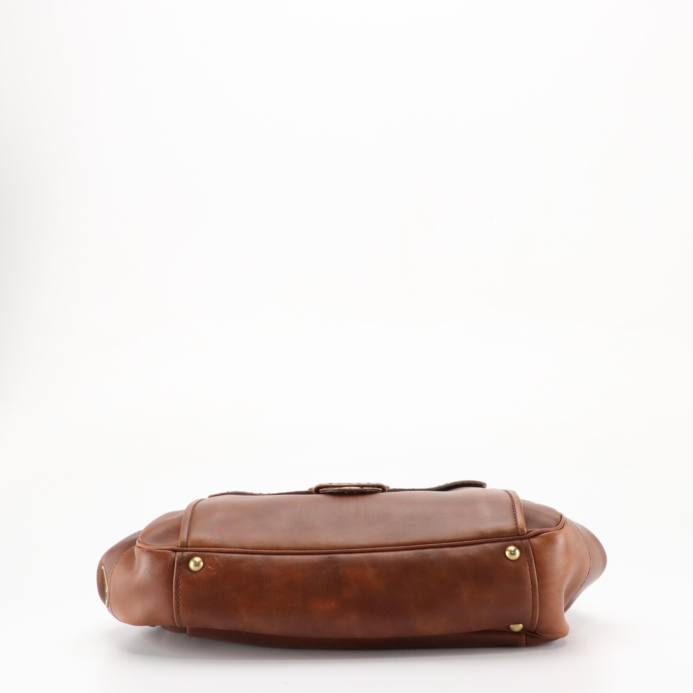 Prada Front Pocket Framed Shoulder Bag in Dark Brown Antik Calfskin Leather