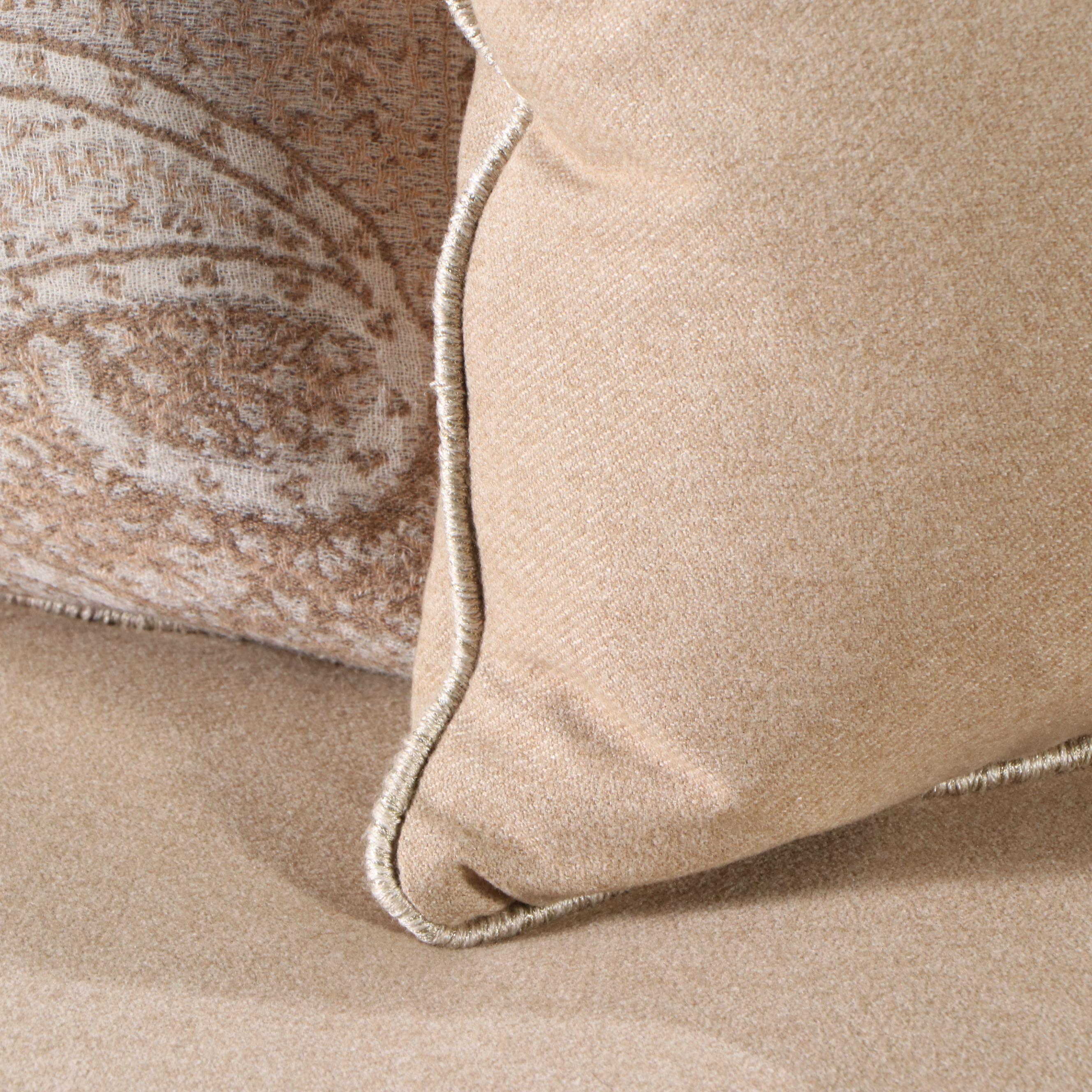 Marge Carson Louis XV Style Carved Silvered Wood Sofa with Accent Pillows