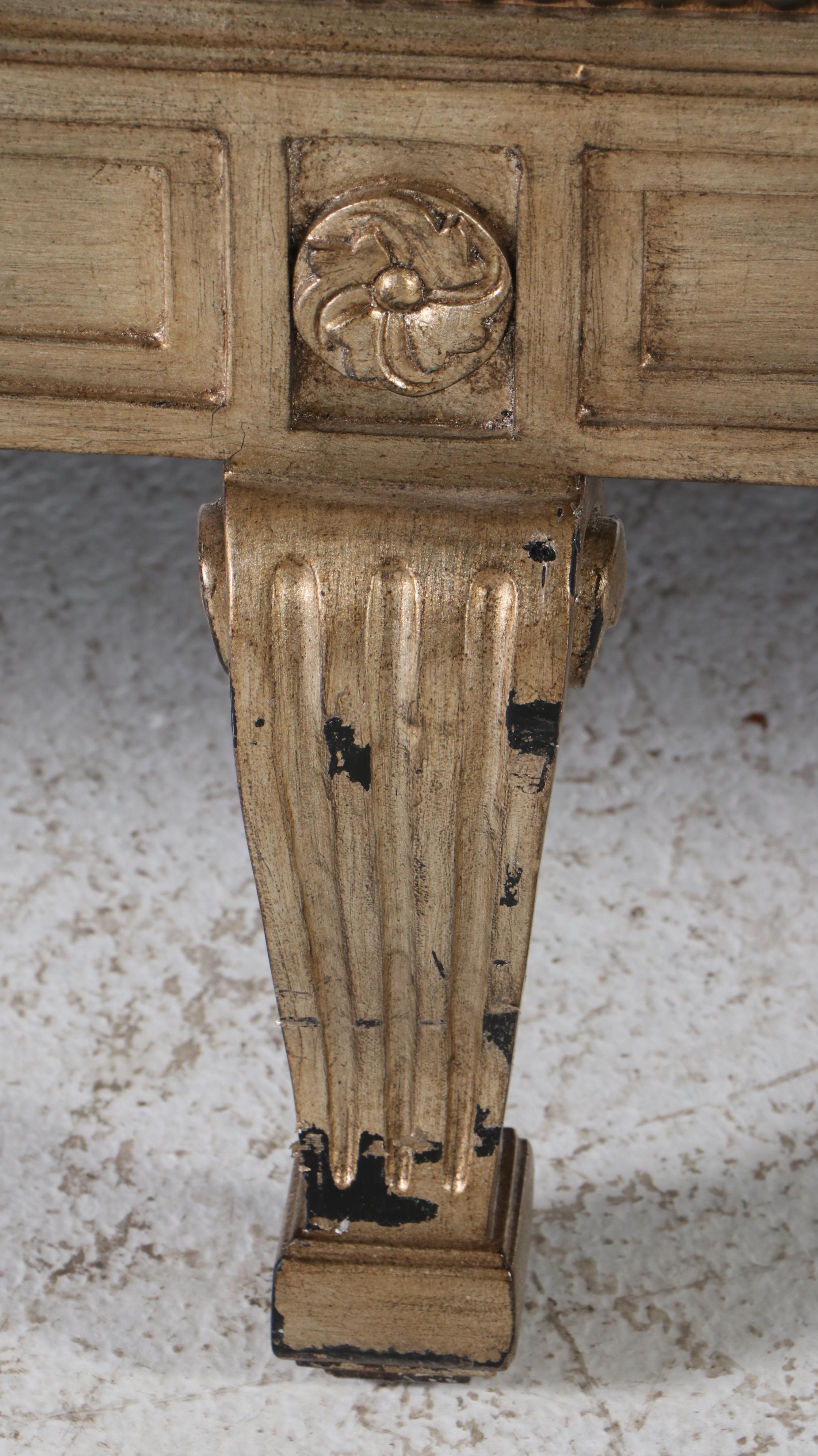 Marge Carson Louis XV Style Carved Silvered Wood Sofa with Accent Pillows