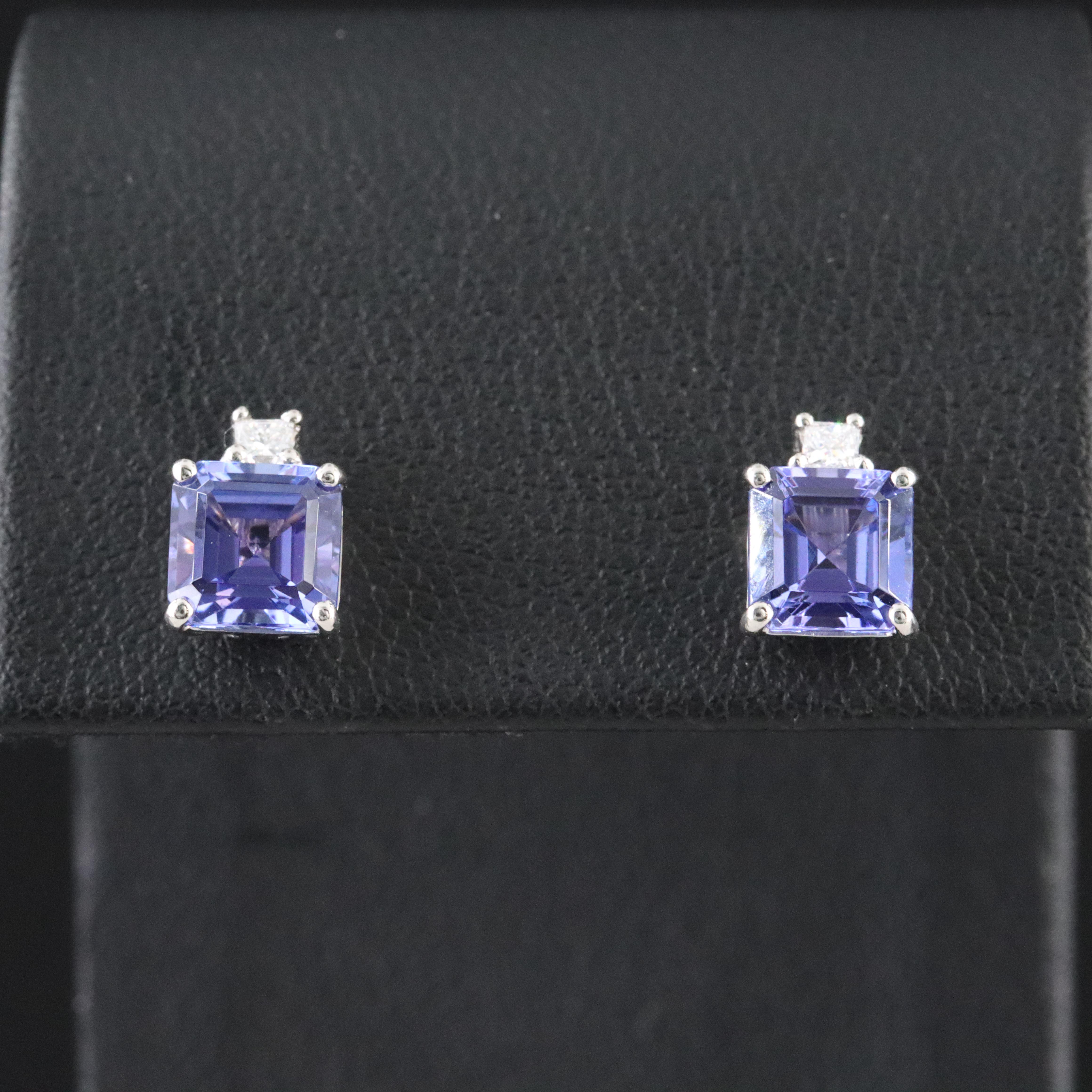 Platinum Tanzanite and Diamond Earrings