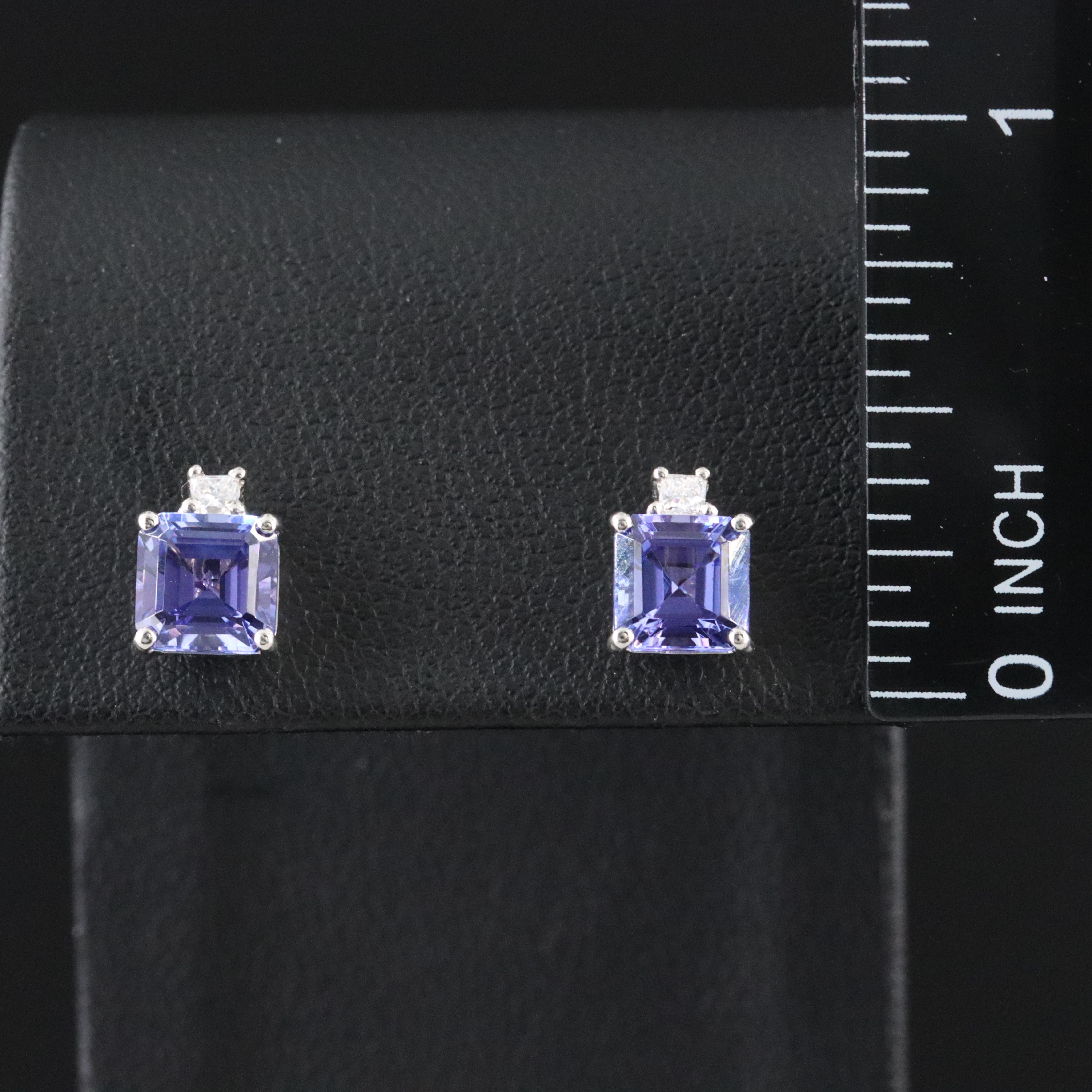 Platinum Tanzanite and Diamond Earrings