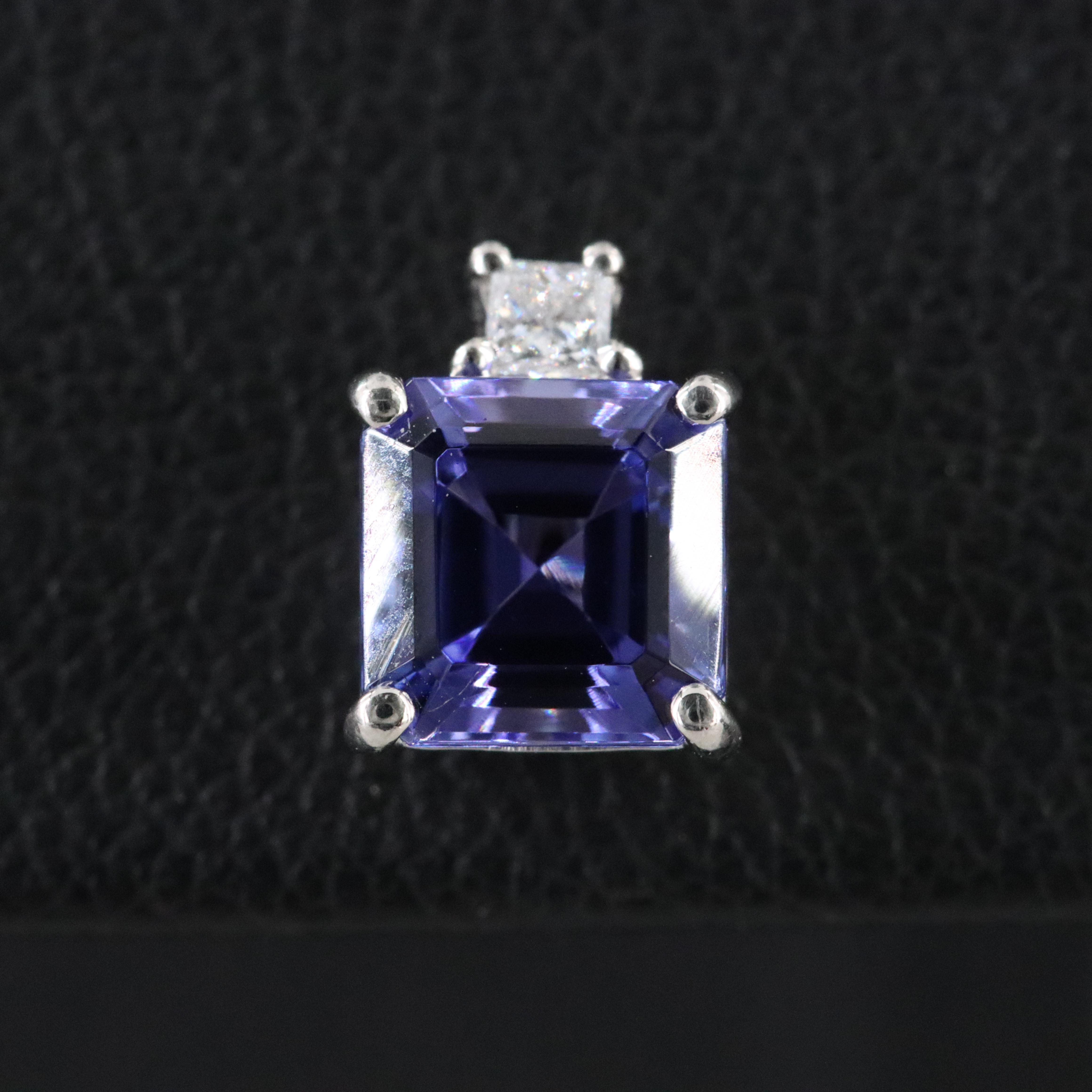 Platinum Tanzanite and Diamond Earrings