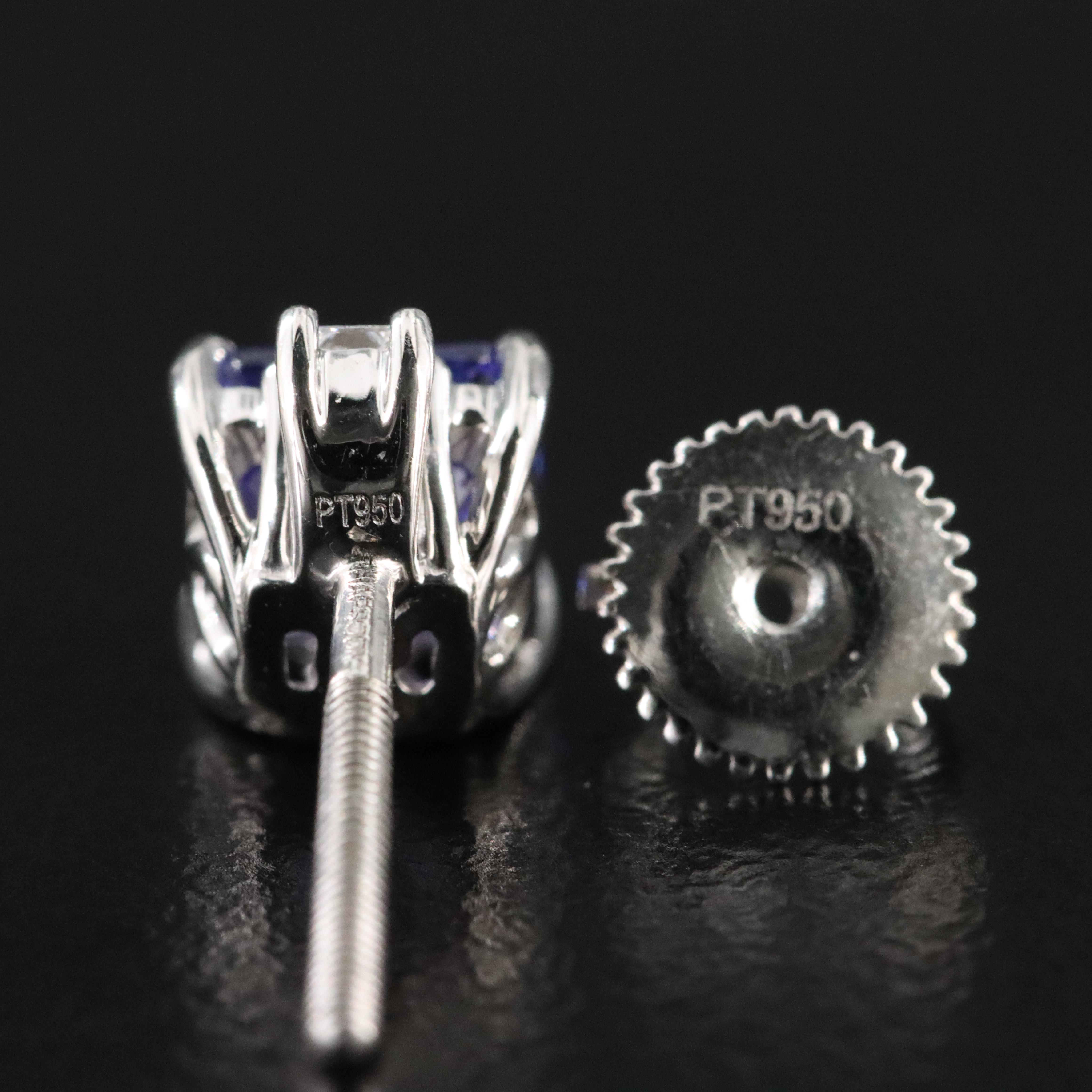 Platinum Tanzanite and Diamond Earrings