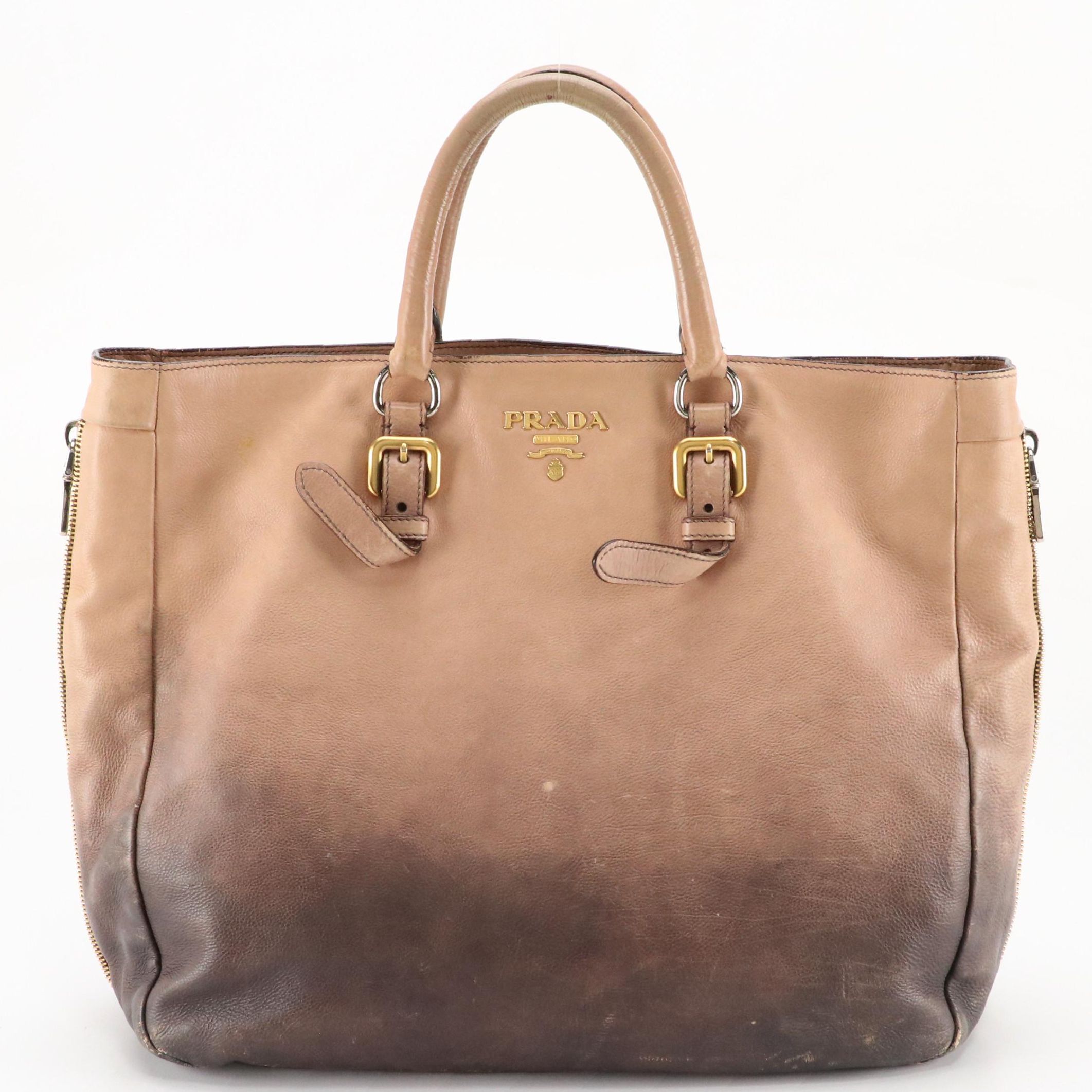 Prada Two-Way Tote Bag in Ombré Calfskin Leather