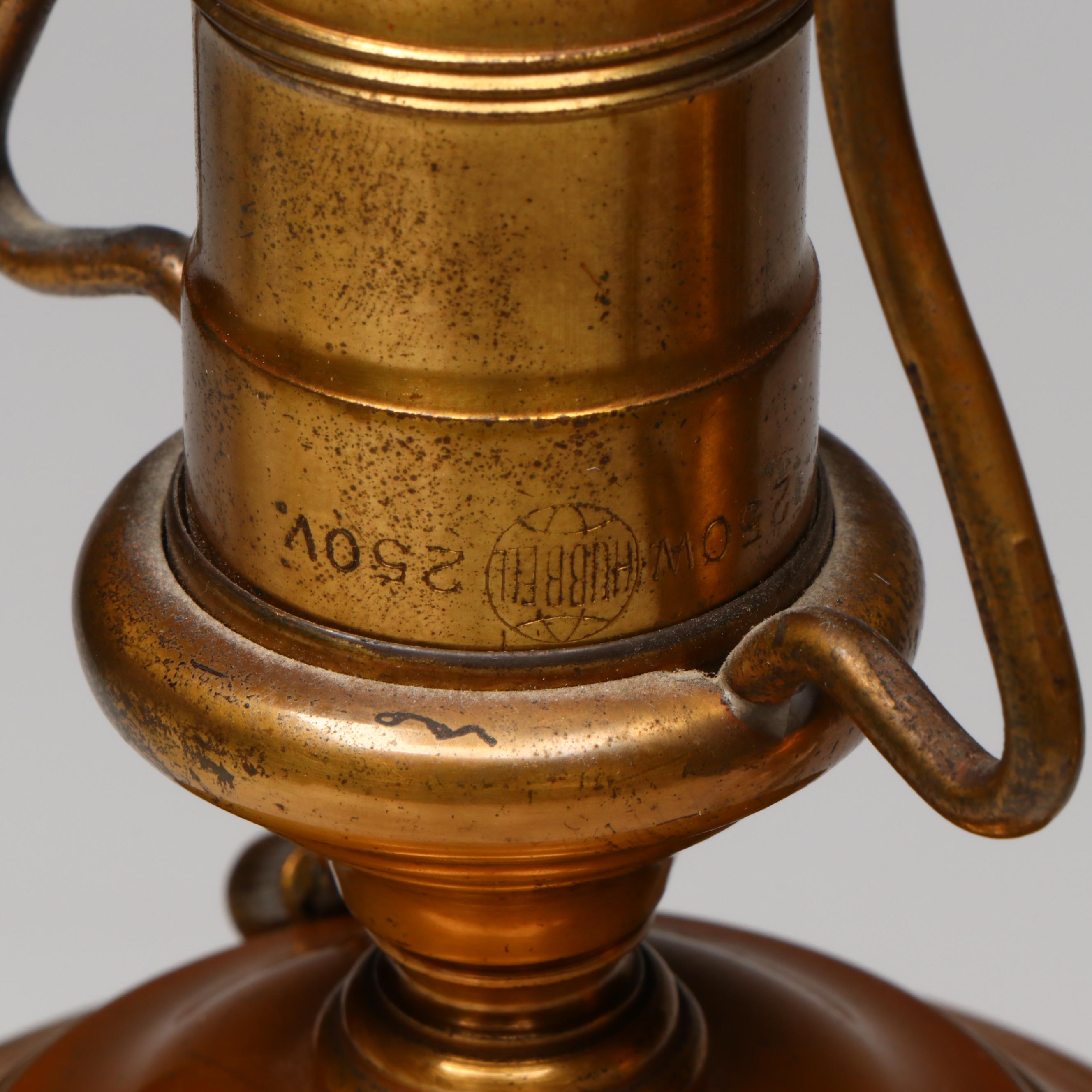 Hand-Painted Porcelain Neoclassical Amphora Table Lamps with Fabric Shades