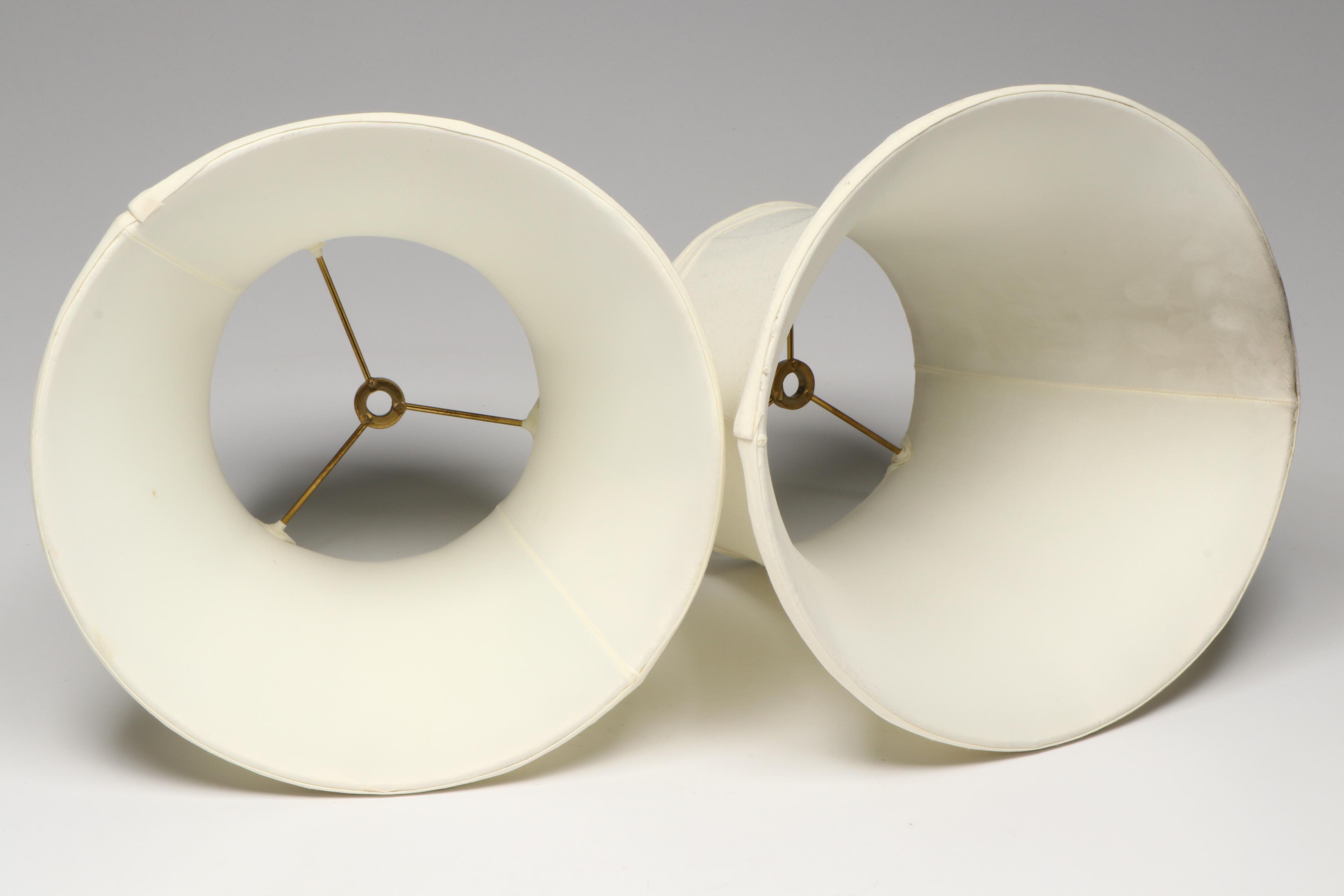 Hand-Painted Porcelain Neoclassical Amphora Table Lamps with Fabric Shades