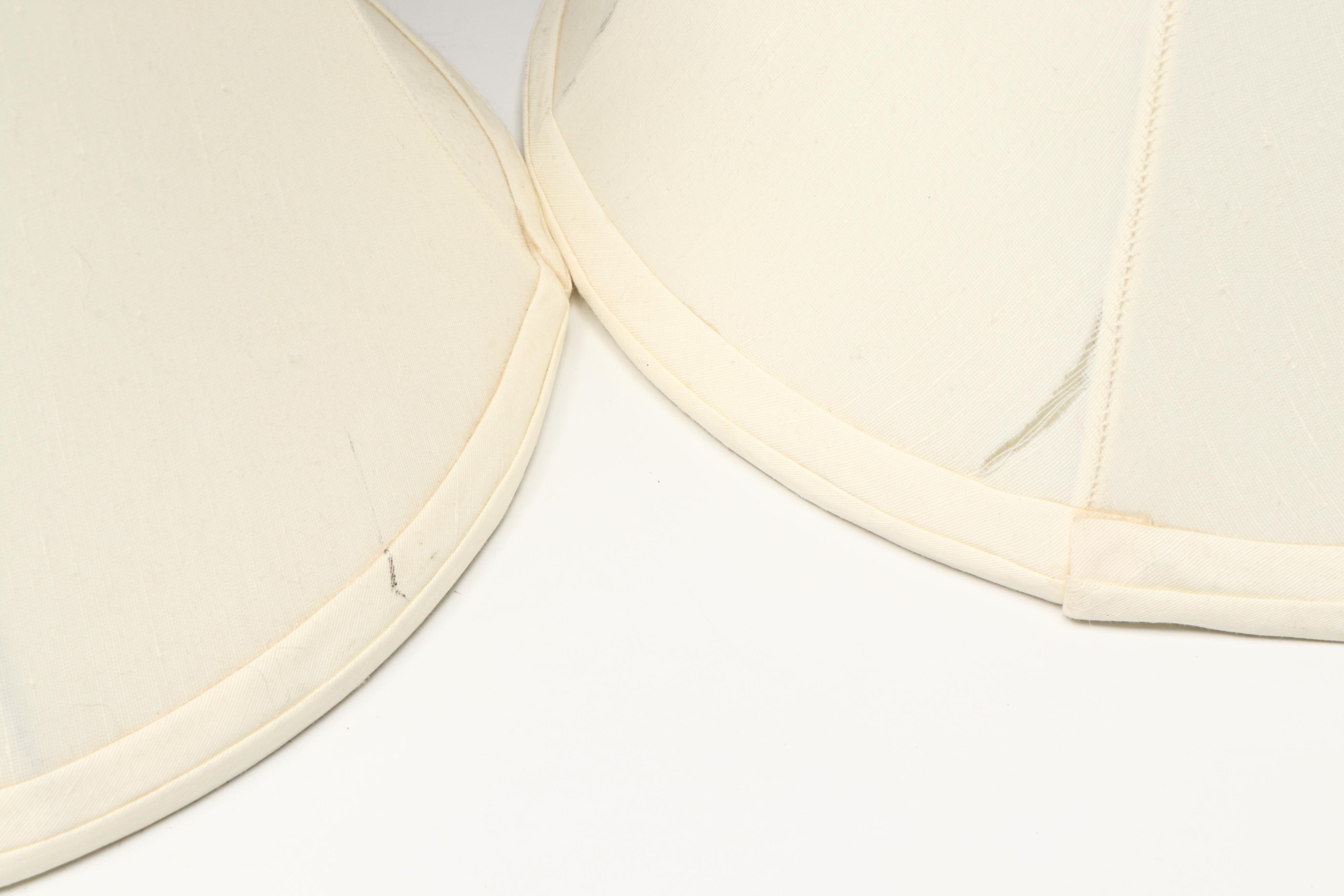 Hand-Painted Porcelain Neoclassical Amphora Table Lamps with Fabric Shades